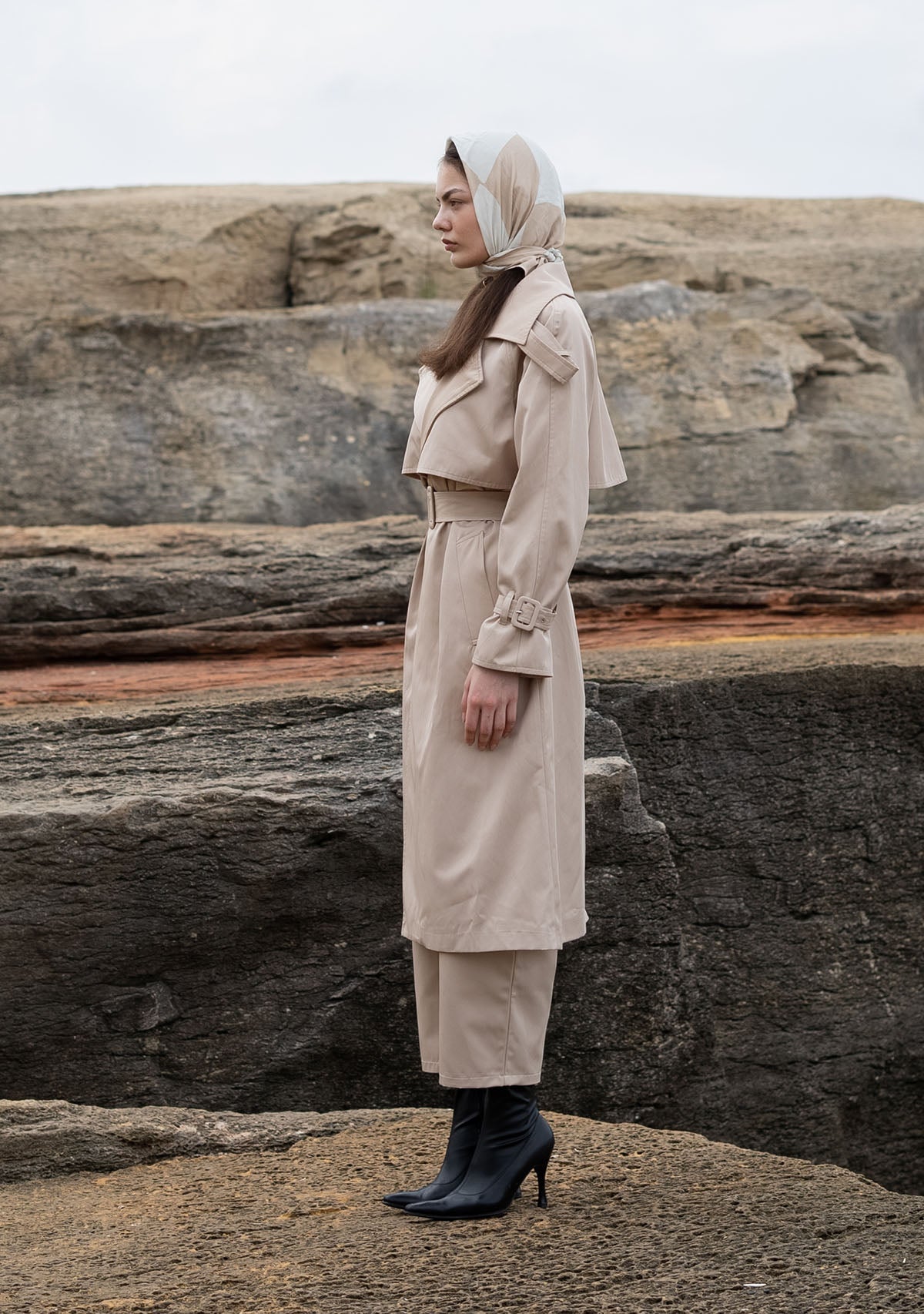 Tiny-Krem Dik Yakalı Trençkot-Trençkot-7-Milagron.com