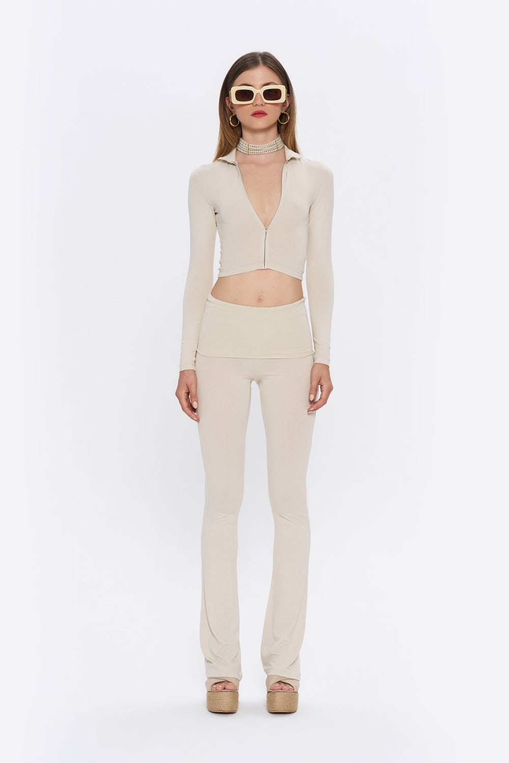 Tiny-Krem Fermuarlı Dar Kesim Yumuşak Hırka-Kazak & Triko-1-Milagron.com