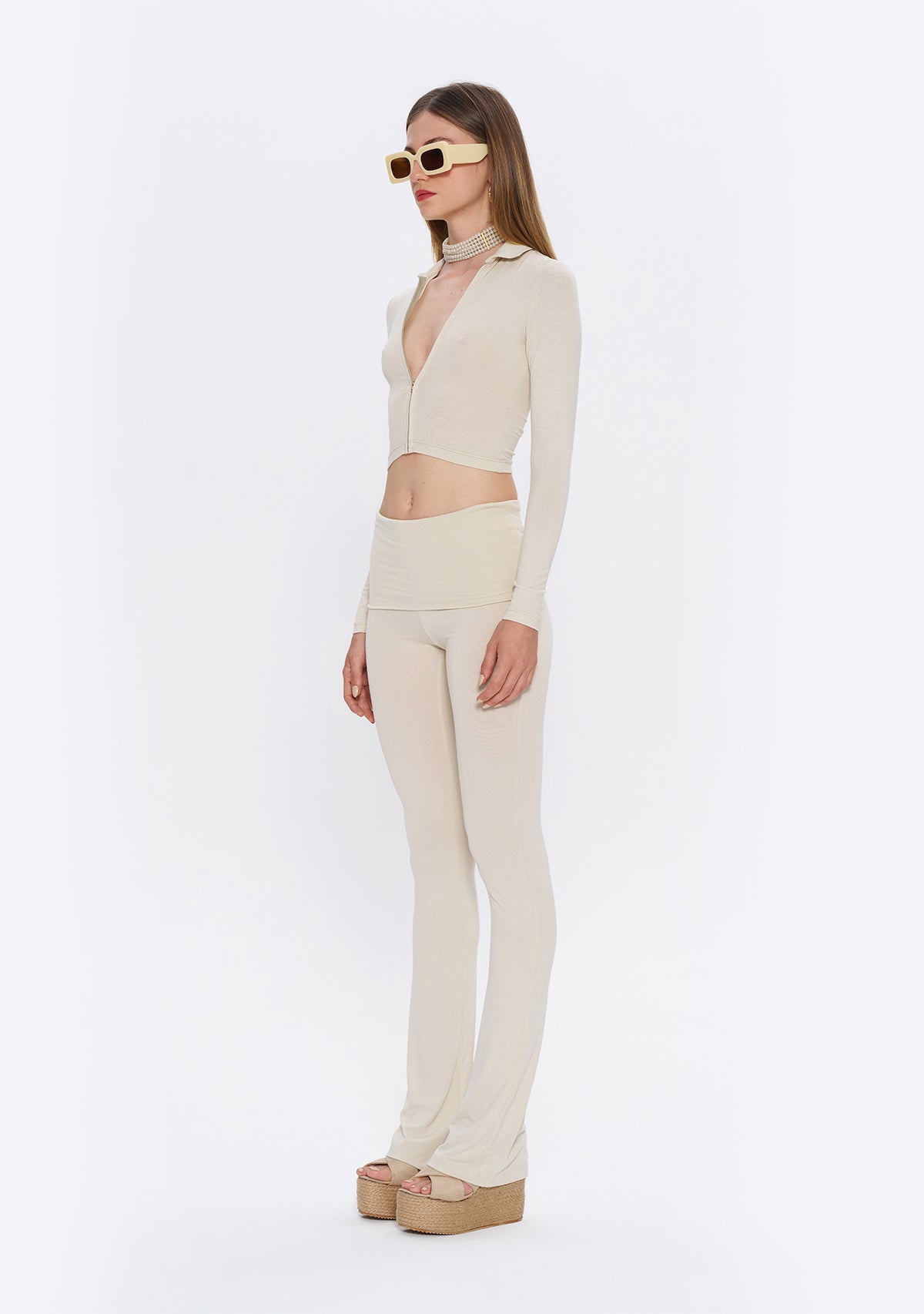 Tiny-Krem Fermuarlı Dar Kesim Yumuşak Hırka-Kazak & Triko-3-Milagron.com