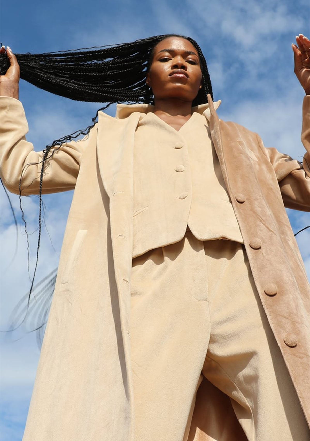 Tiny-Krem Kadife Düz Kesim Pantolon-Kumaş Pantolon-3-Milagron.com