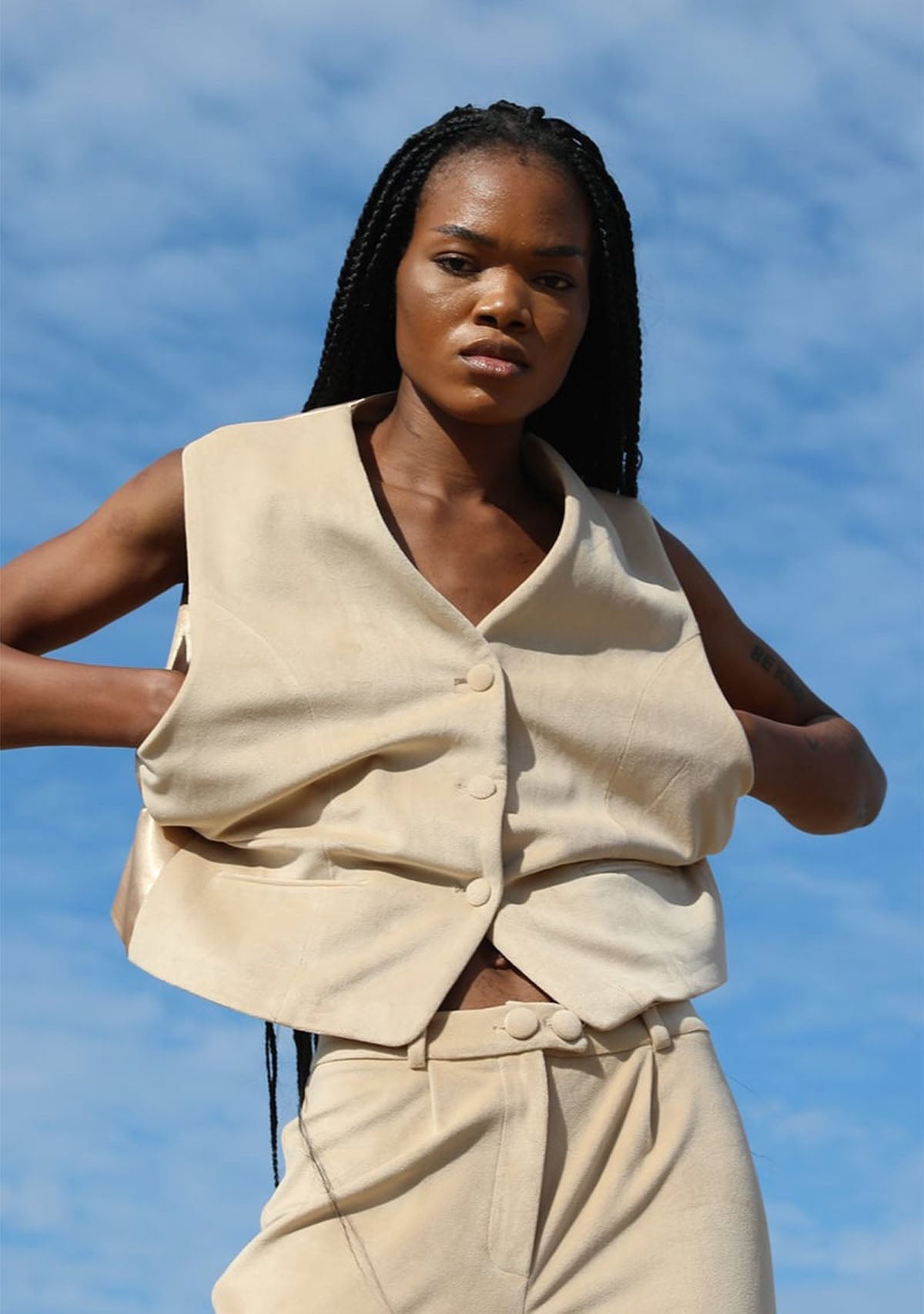 Tiny-Krem Kadife Yelek-Yelek-3-Milagron.com