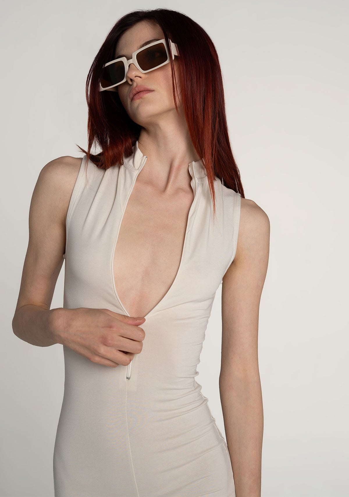 Tiny-Krem Önden Fermuarlı Şort Bodysuit-Bodysuit-5-Milagron.com