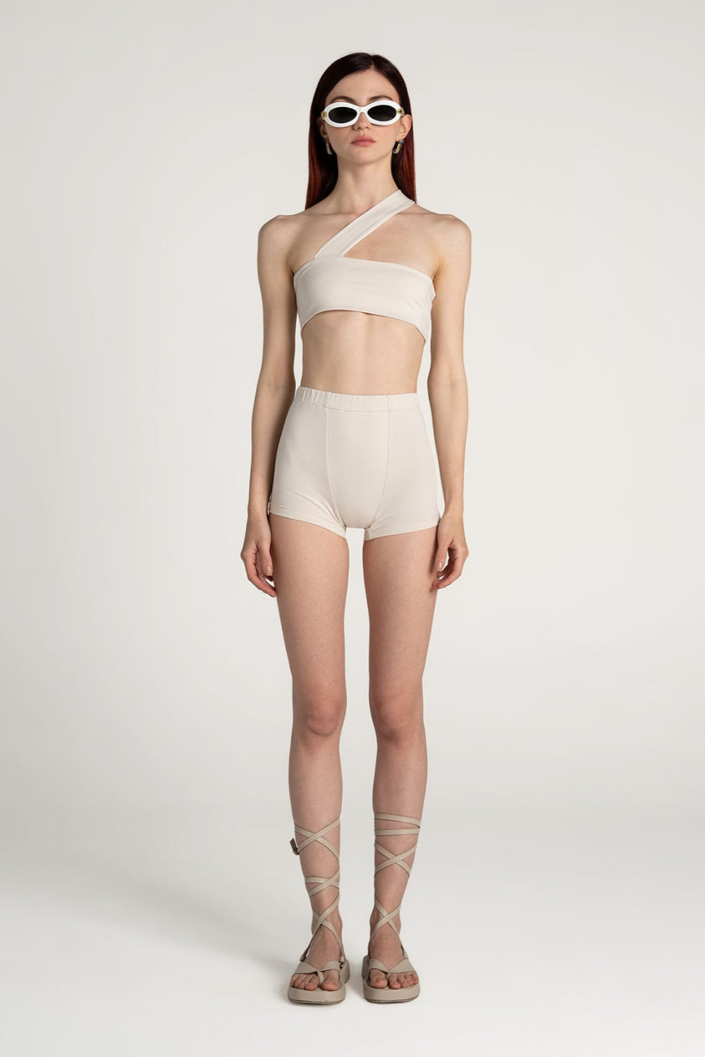 Tiny-Krem Yüksek Bel Dar Boxer-Boyshort Külot-1-Milagron.com