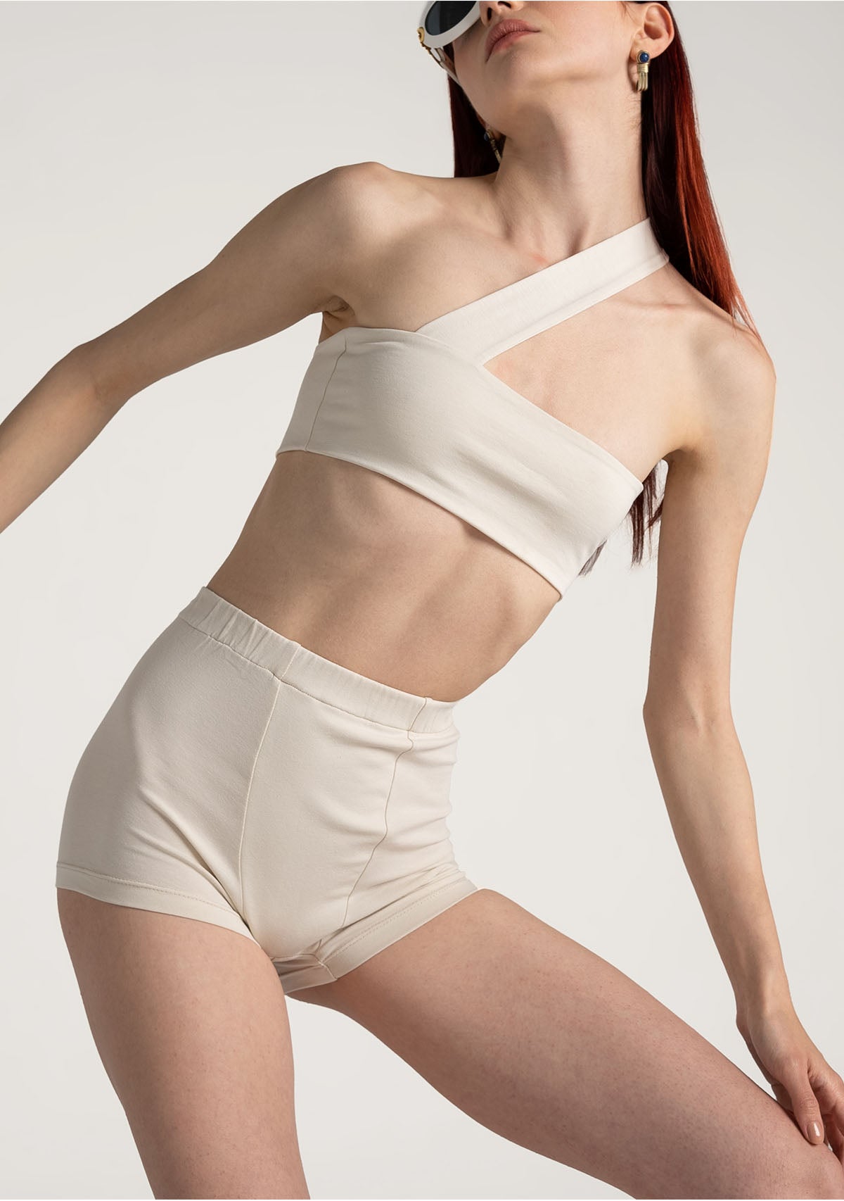 Tiny-Krem Yüksek Bel Dar Boxer-Boyshort Külot-5-Milagron.com