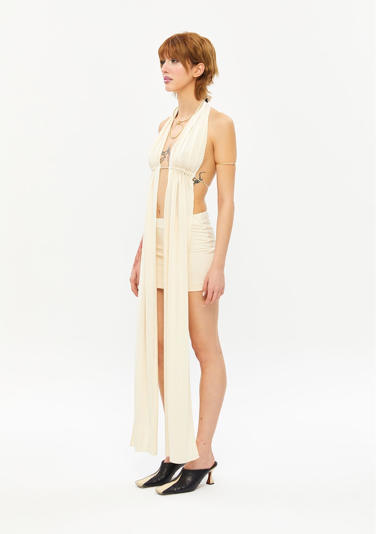 Tiny-Önleri Uzun Derin Dekolteli Beyaz Bluz-Top-5-Milagron.com