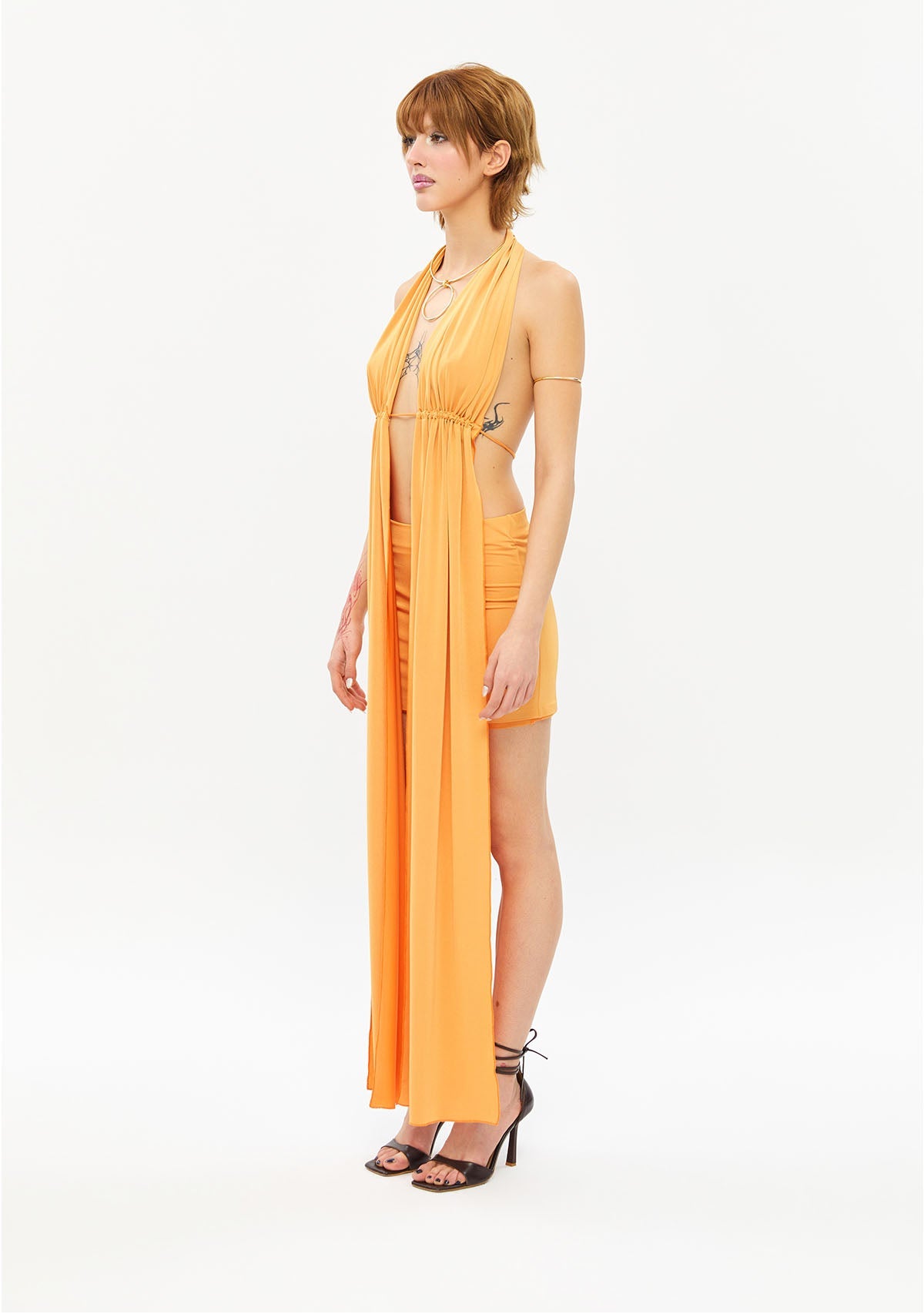 Tiny-Önleri Uzun Derin Dekolteli Turuncu Bluz-Top-3-Milagron.com