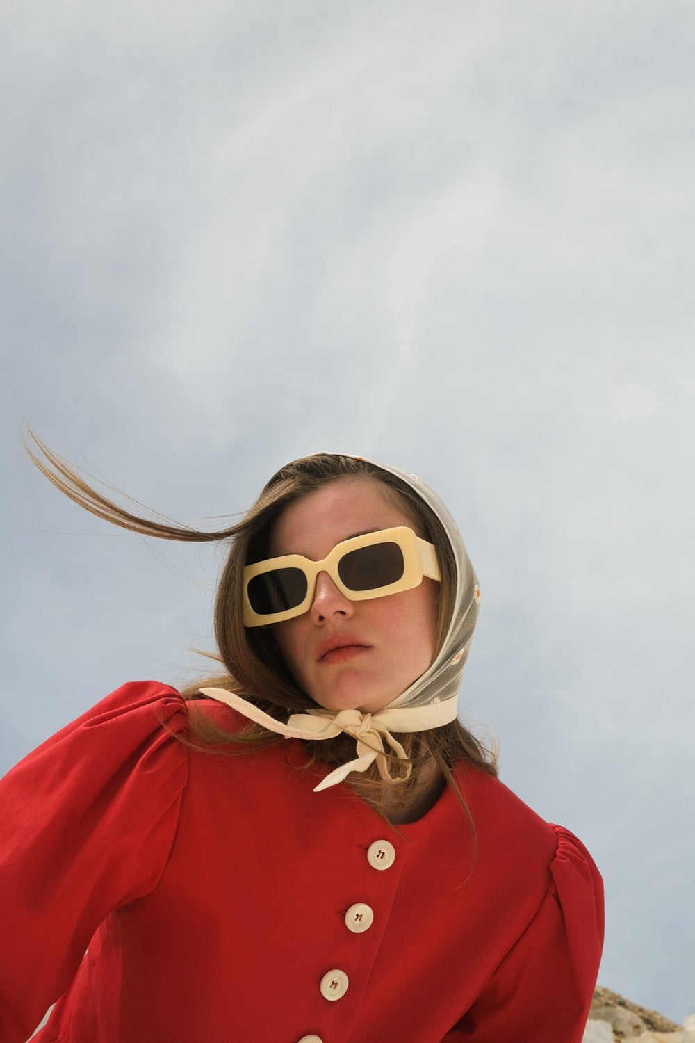 Tiny-Papatya Nakışlı Beyaz Kurdeleleli Tül şapka-Şapka-7-Milagron.com