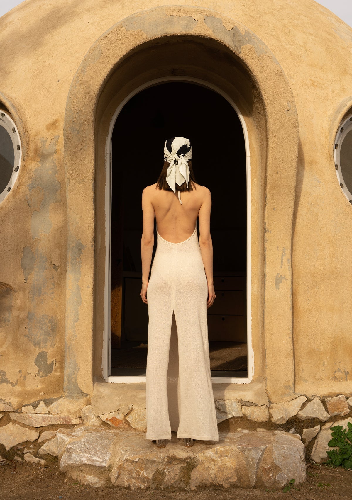 Tiny-Si Boyundan Bağlamalı Krem Triko Elbise-Elbise-2-Milagron.com