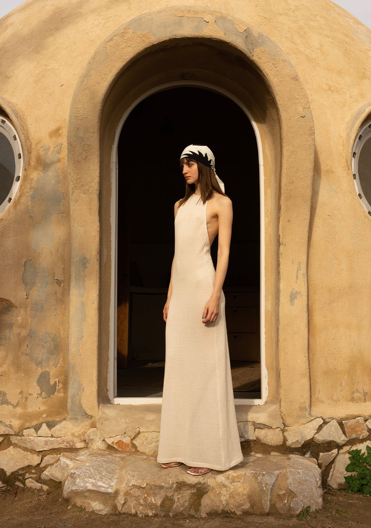 Tiny-Si Boyundan Bağlamalı Krem Triko Elbise-Elbise-3-Milagron.com