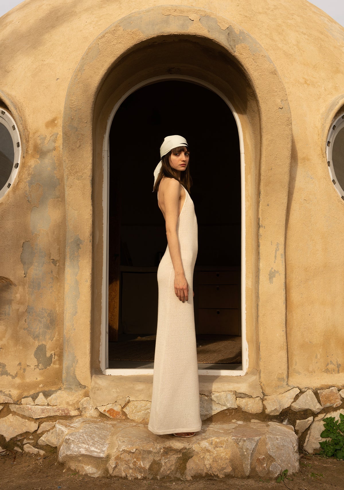 Tiny-Si Boyundan Bağlamalı Krem Triko Elbise-Elbise-4-Milagron.com