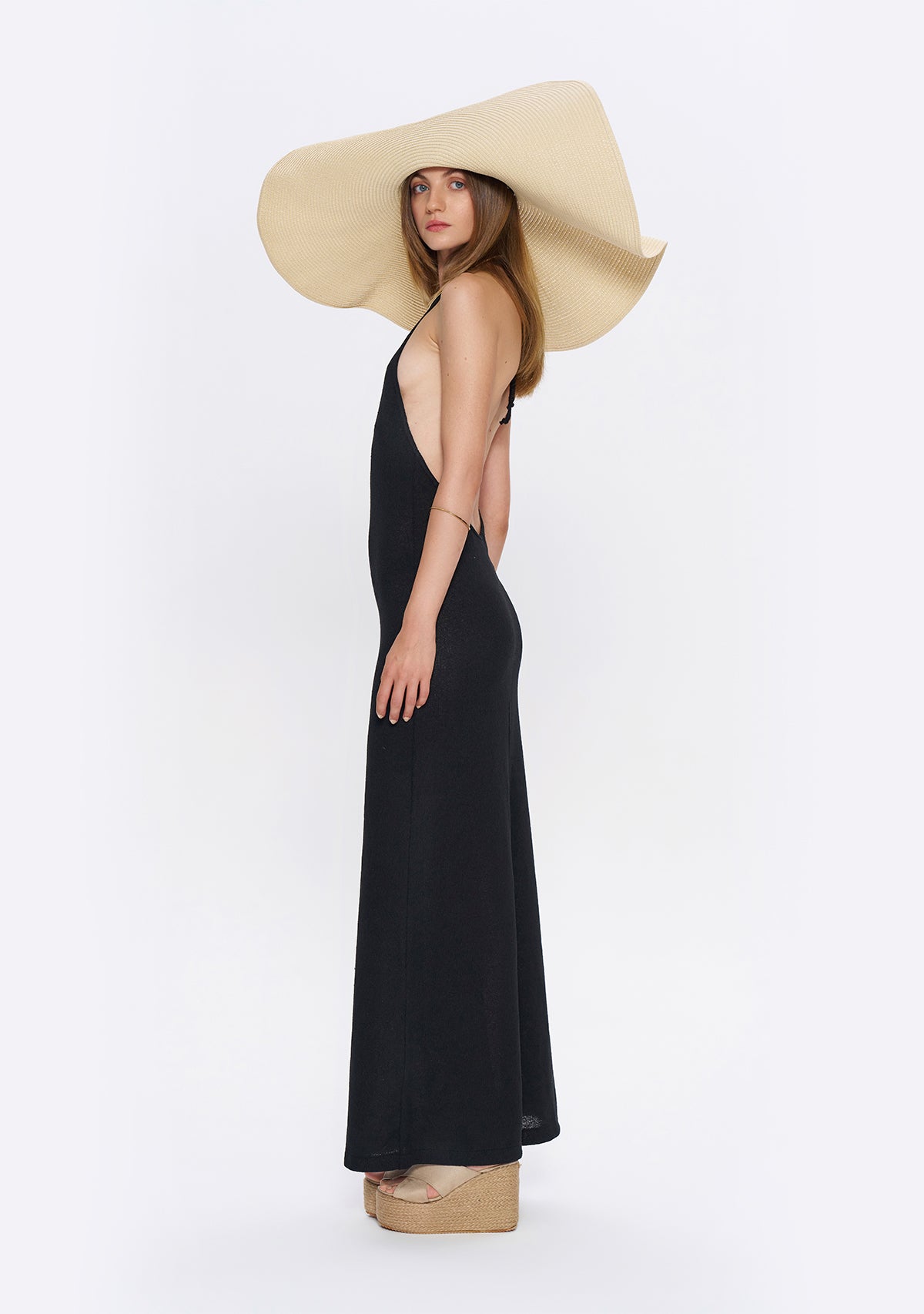 Tiny-Si Boyundan Bağlamalı Siyah Triko Elbise-Elbise-6-Milagron.com