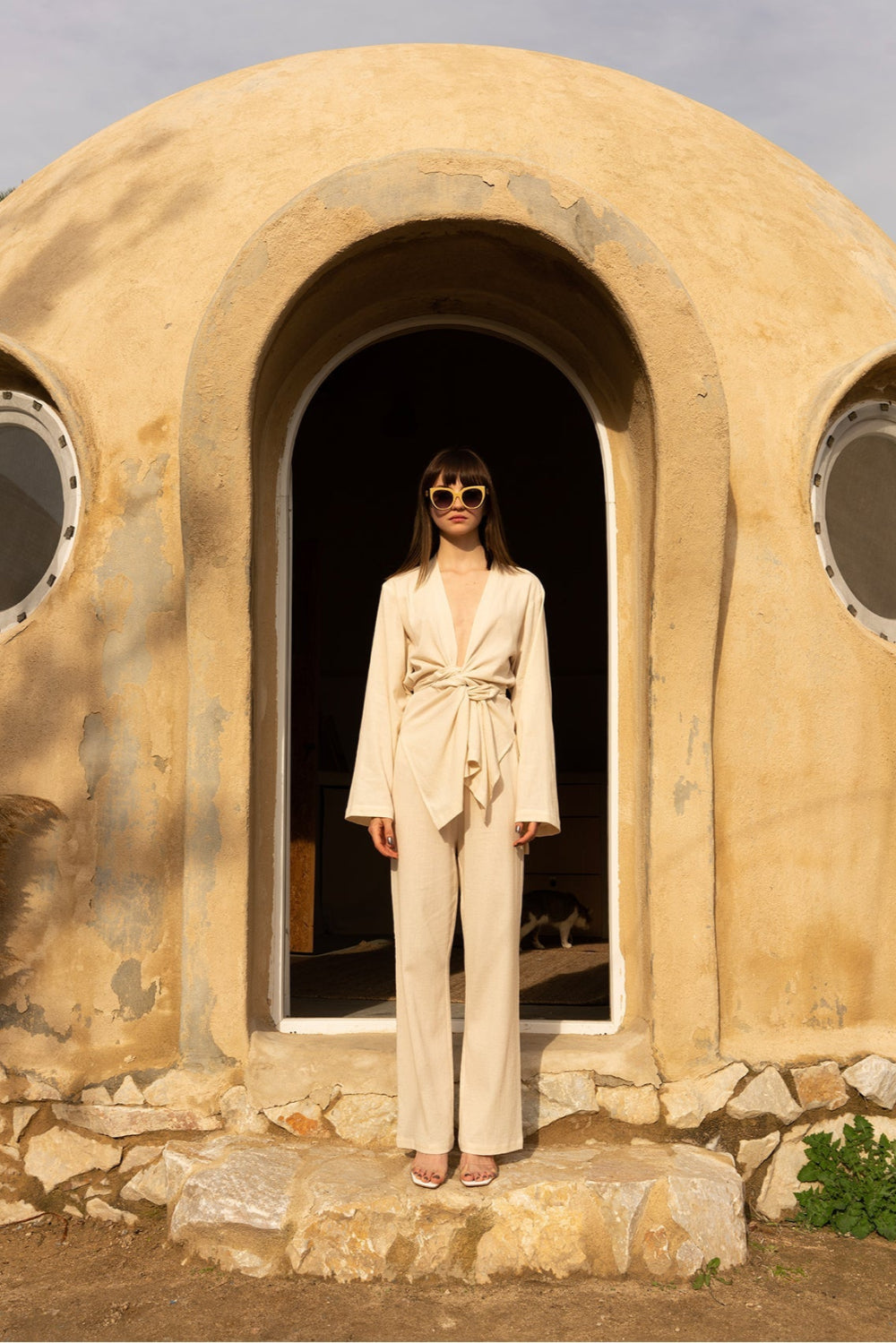 Tiny-Si Keten Düz Kesim Krem Gömlek-Gömlek-1-Milagron.com