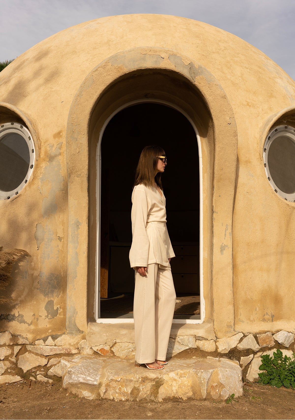 Tiny-Si Keten Düz Kesim Krem Gömlek-Gömlek-4-Milagron.com