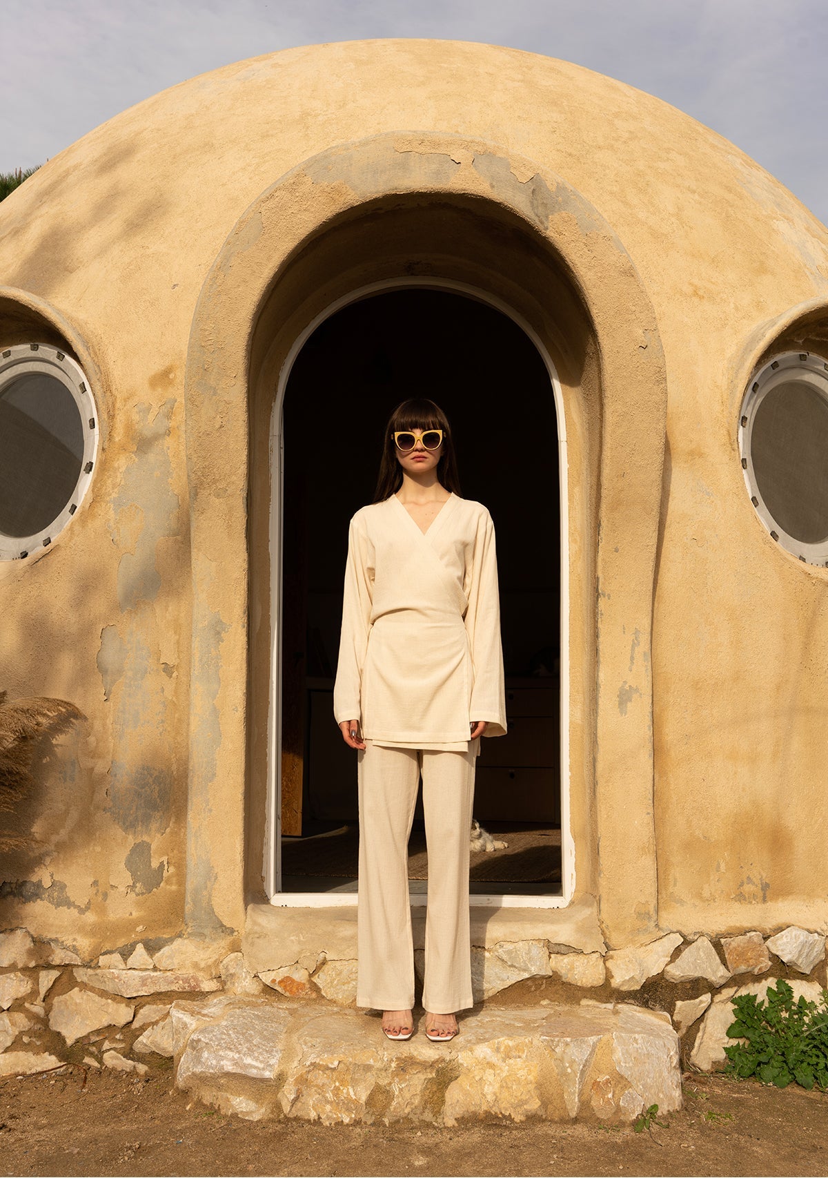 Tiny-Si Keten Düz Kesim Krem Gömlek-Gömlek-5-Milagron.com