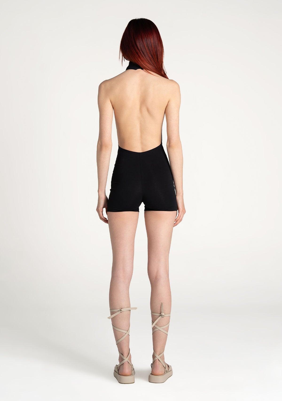 Tiny-Siyah Boğazlı Sırt Dekolteli Şort Bodysuit-Bodysuit-2-Milagron.com
