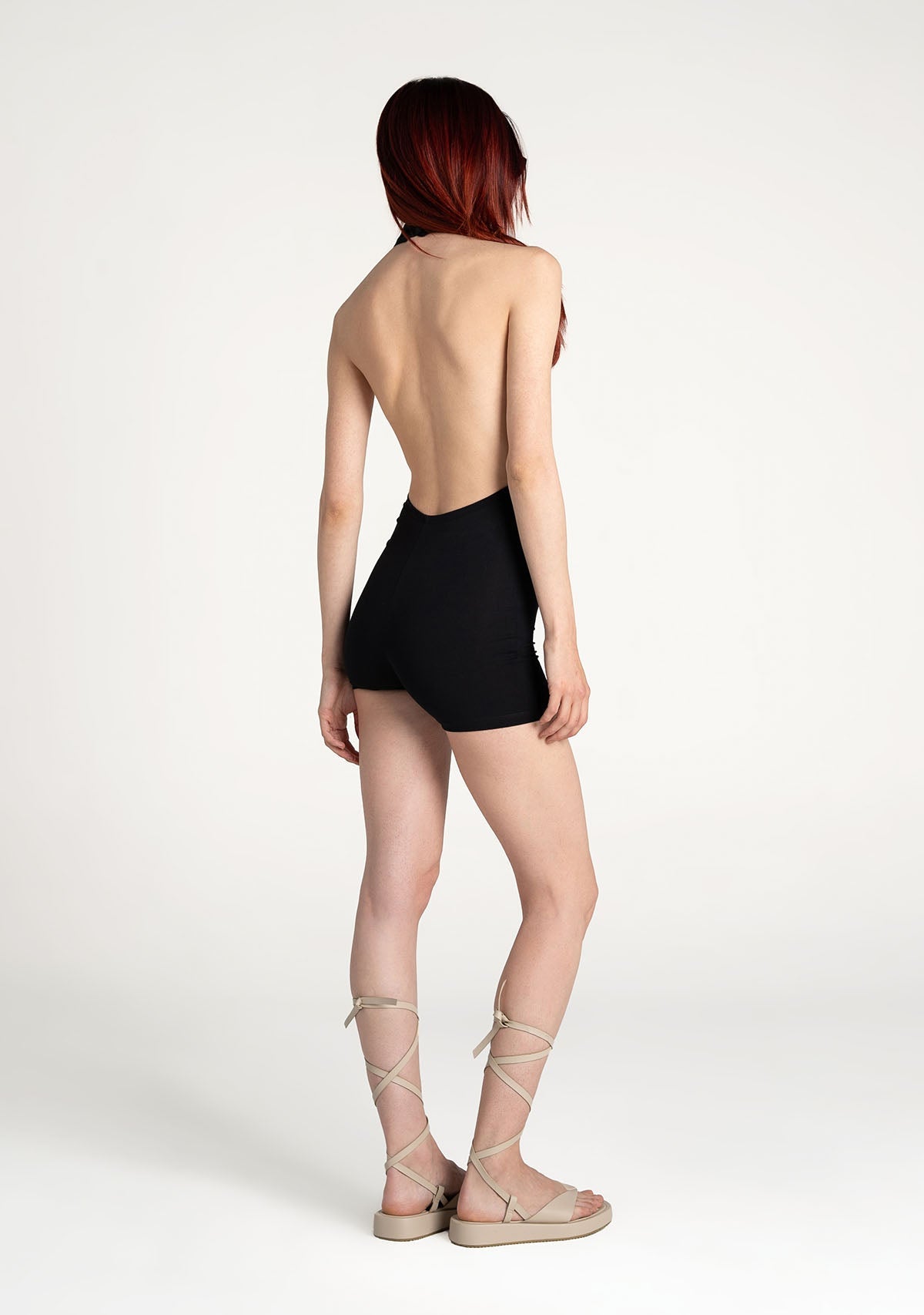 Tiny-Siyah Boğazlı Sırt Dekolteli Şort Bodysuit-Bodysuit-5-Milagron.com