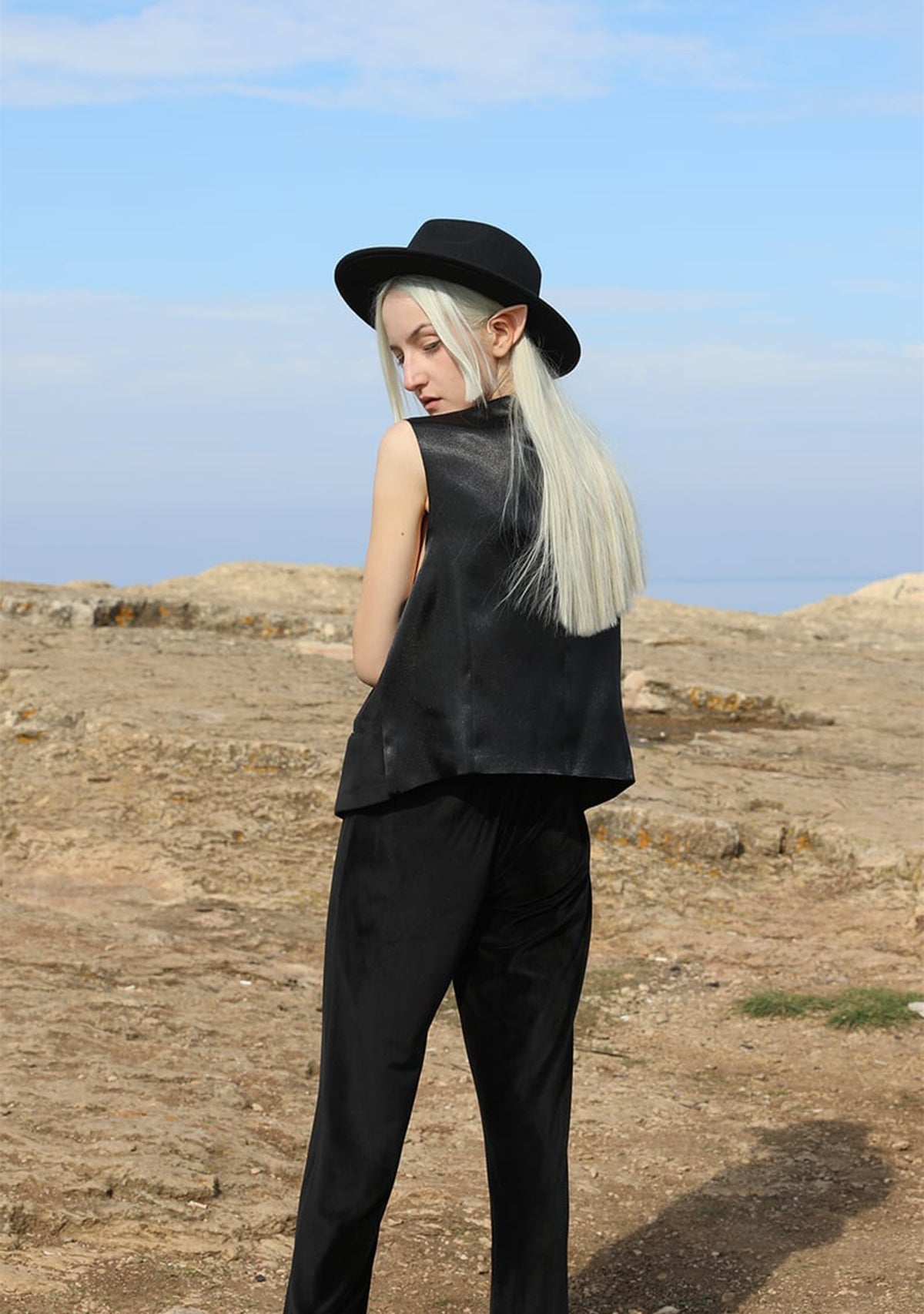 Tiny-Siyah Kadife Düz Kesim Pantolon-Kumaş Pantolon-3-Milagron.com