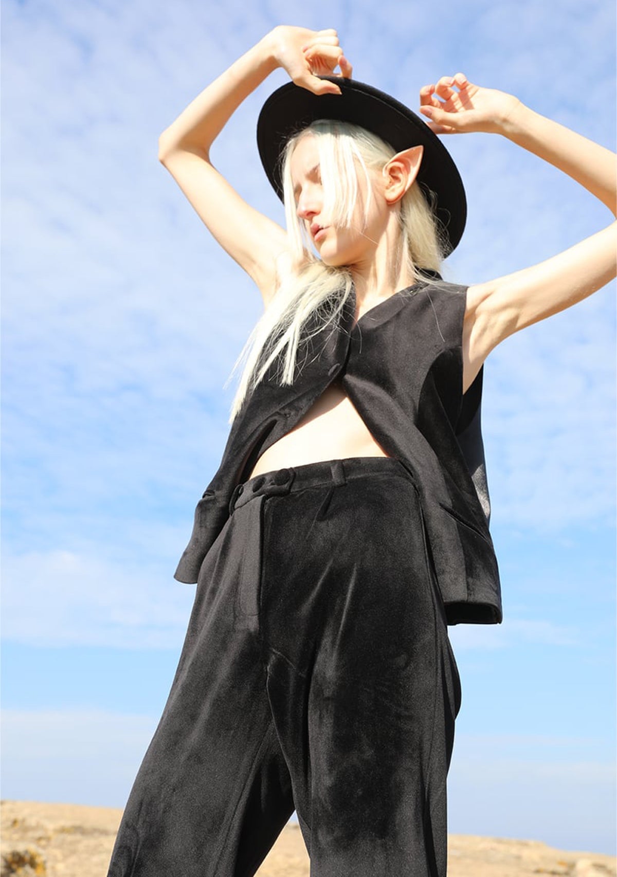 Tiny-Siyah Kadife Düz Kesim Pantolon-Kumaş Pantolon-4-Milagron.com