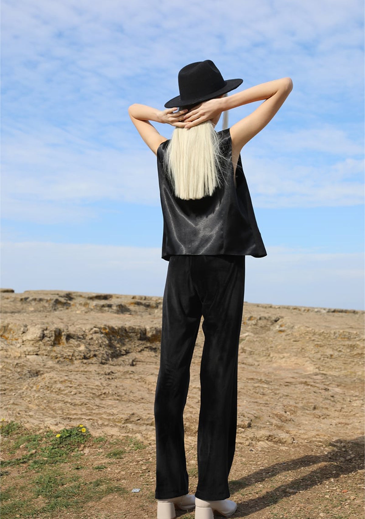 Tiny-Siyah Kadife Düz Kesim Pantolon-Kumaş Pantolon-5-Milagron.com