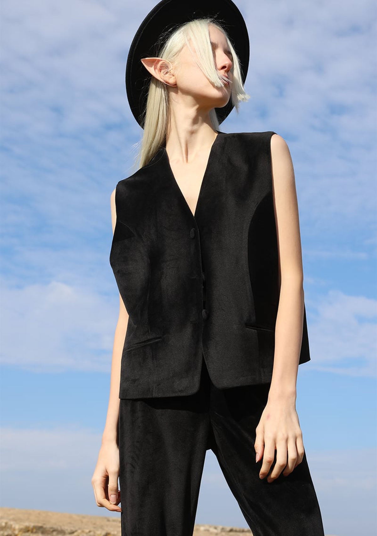 Tiny-Siyah Kadife Yelek-Yelek-4-Milagron.com