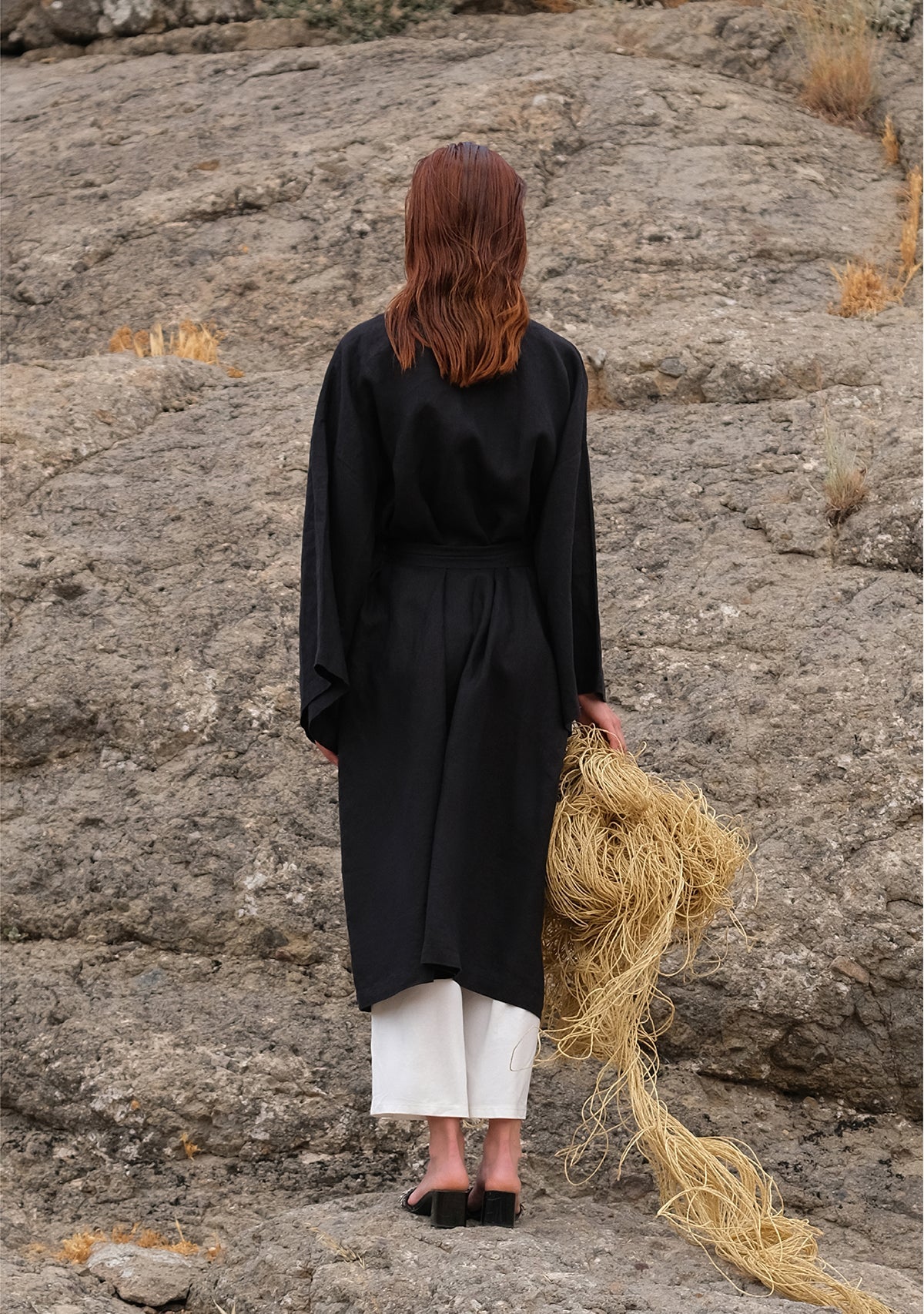 Tiny-Siyah Keten Kimono-Kimono-3-Milagron.com