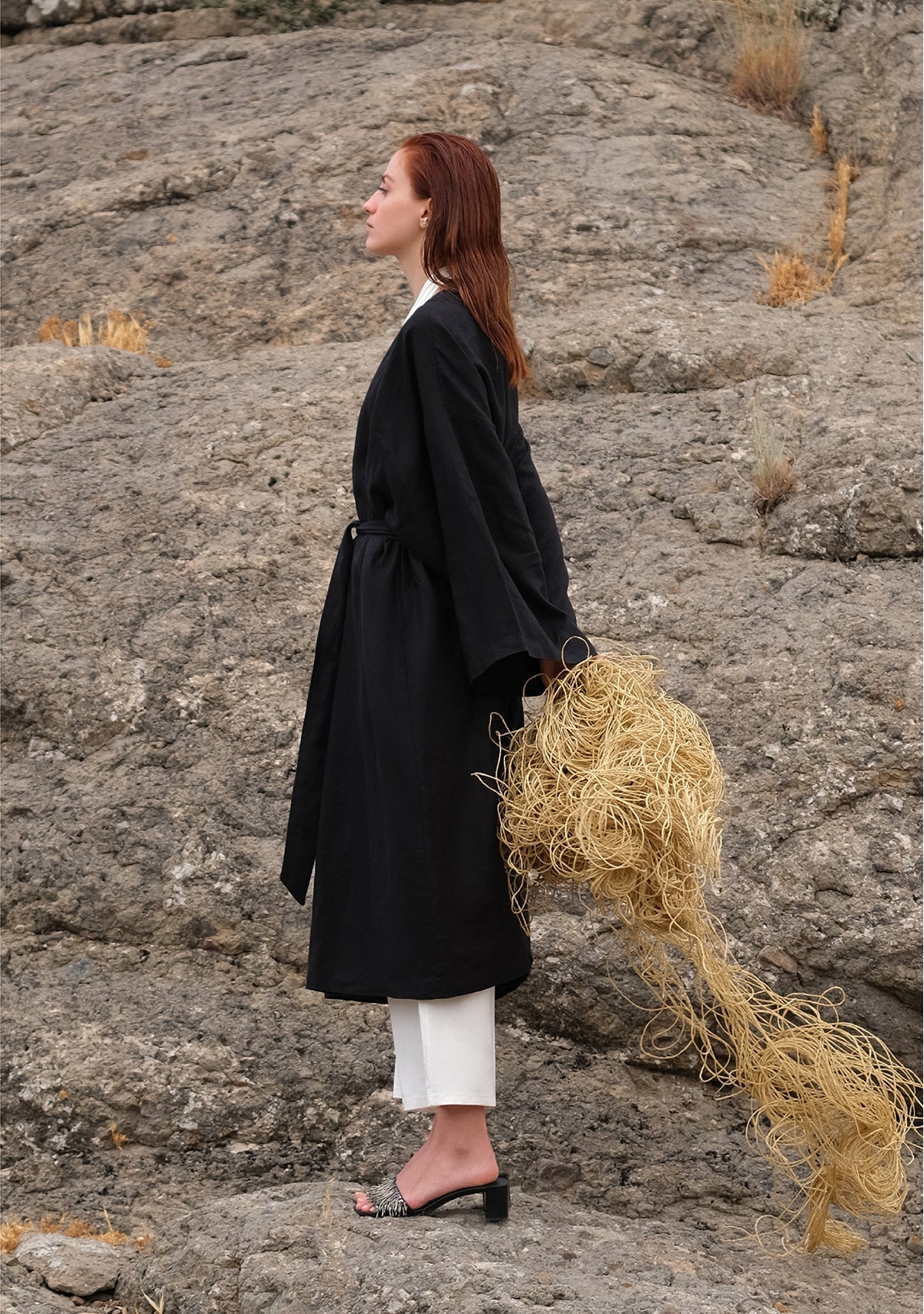 Tiny-Siyah Keten Kimono-Kimono-4-Milagron.com