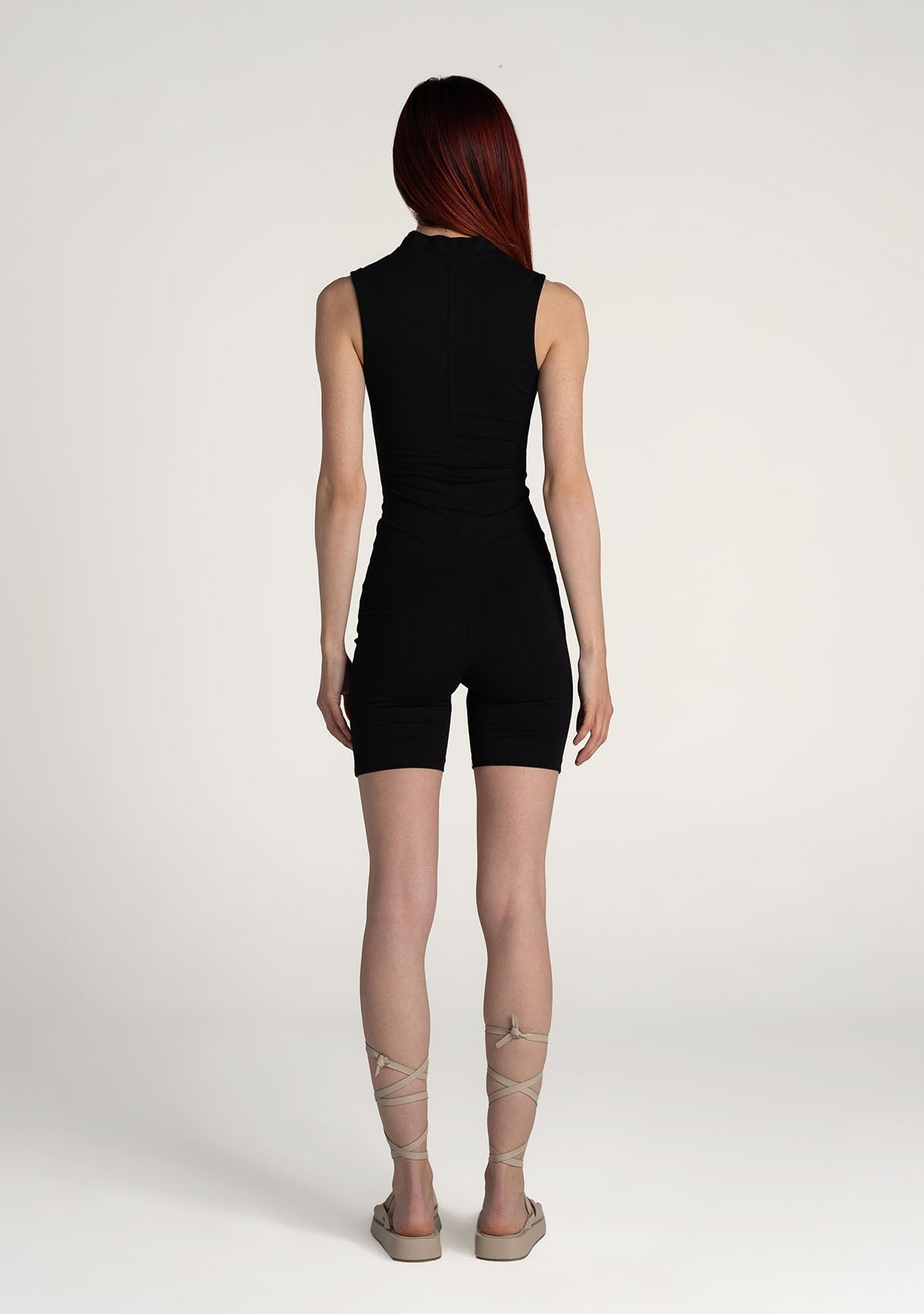 Tiny-Siyah Önden Fermuarlı Şort Bodysuit-Bodysuit-2-Milagron.com