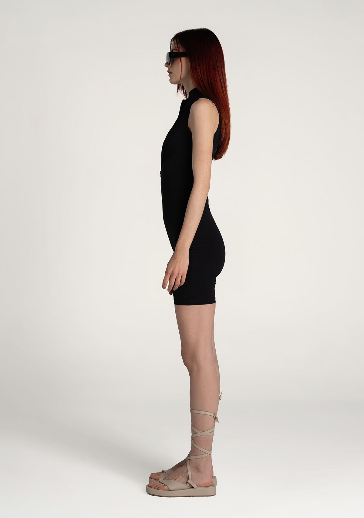 Tiny-Siyah Önden Fermuarlı Şort Bodysuit-Bodysuit-4-Milagron.com