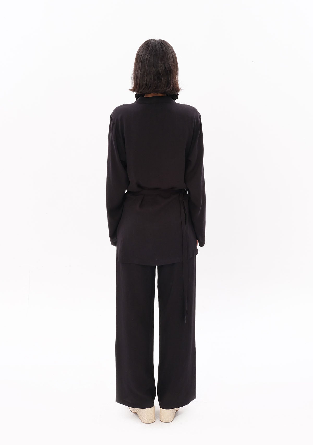 Tiny-Siyah Tencel™ Bağlamalı Gömlek-Gömlek-2-Milagron.com