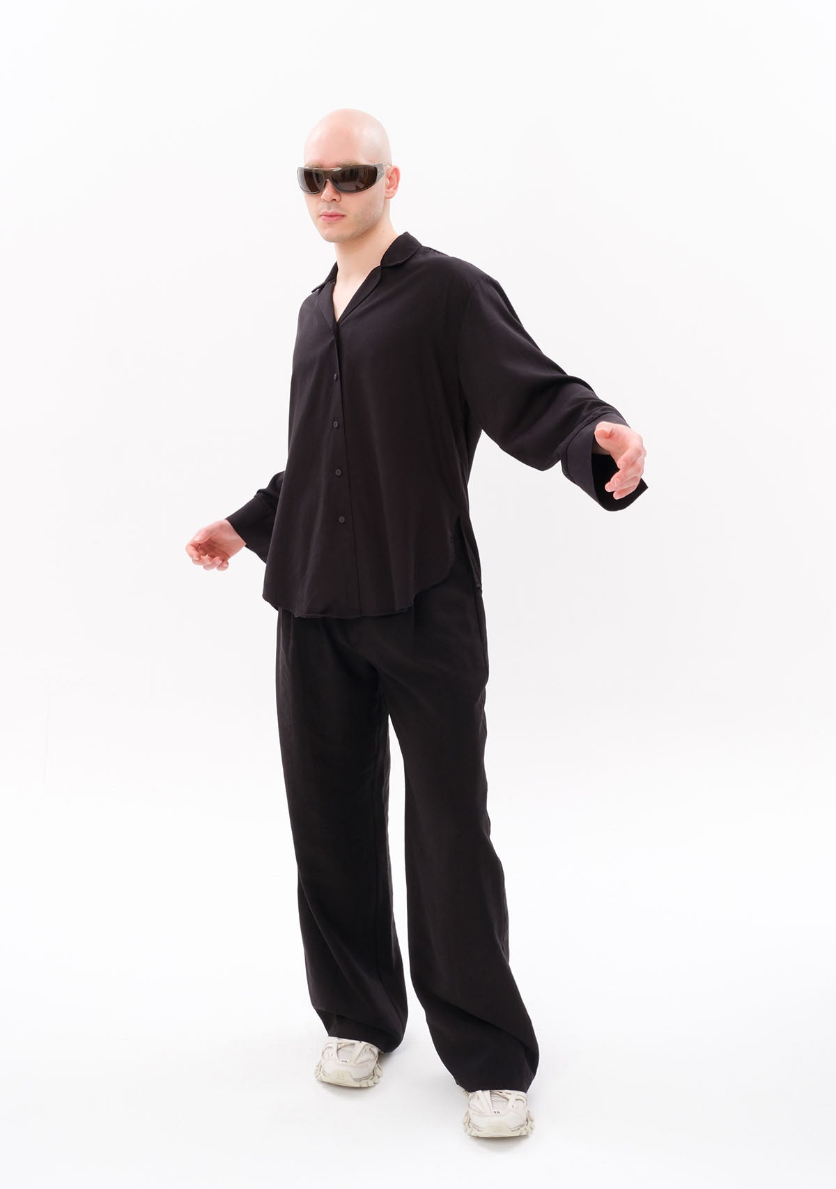 Tiny-Siyah Tencel™ Oversize Gömlek-Gömlek-5-Milagron.com