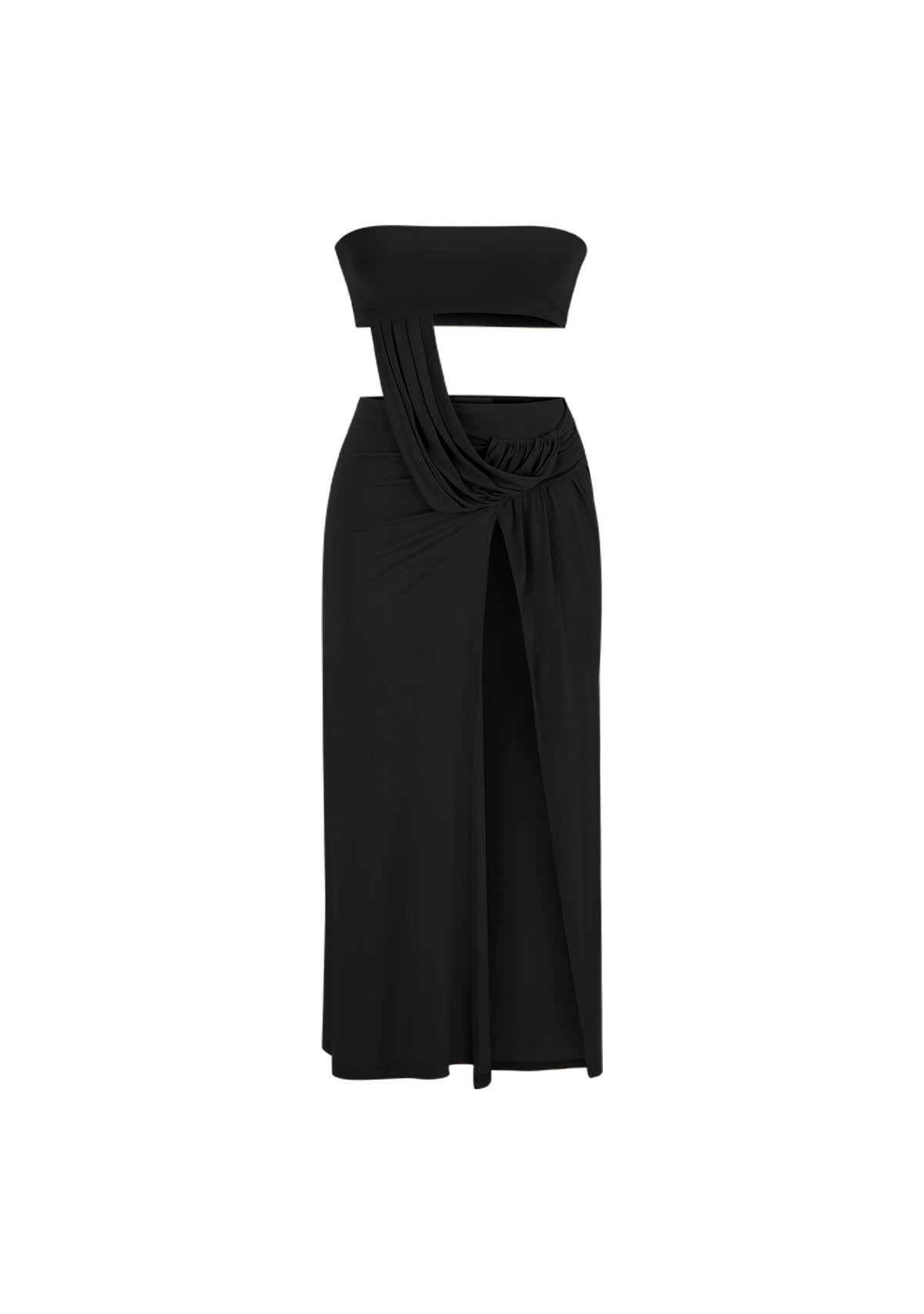 Tiny-Siyah Z Detaylı Uzun Straplez Elbise-Elbise-9-Milagron.com