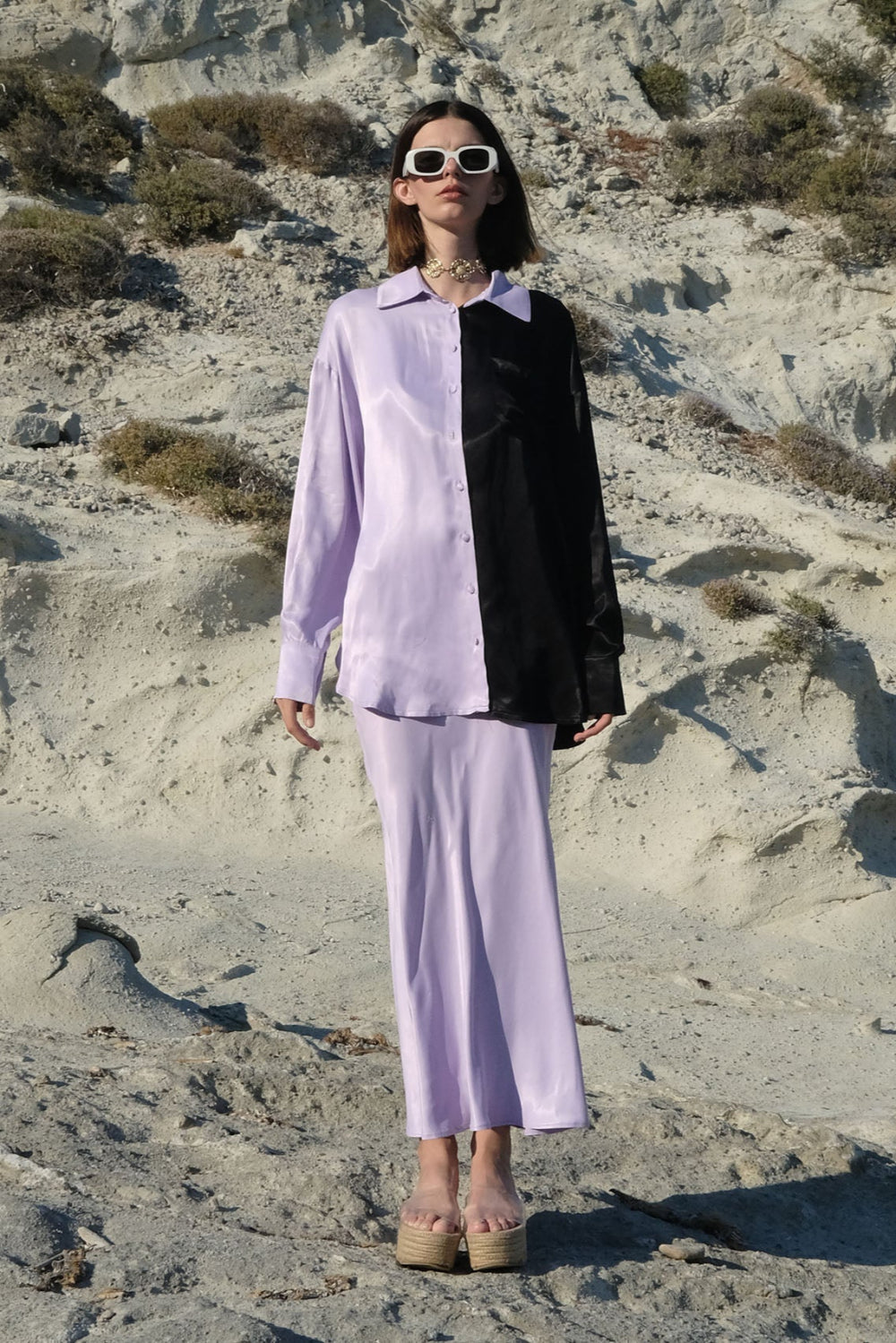 Tiny-Siyah/Lila Saten Gömlek-Gömlek-1-Milagron.com