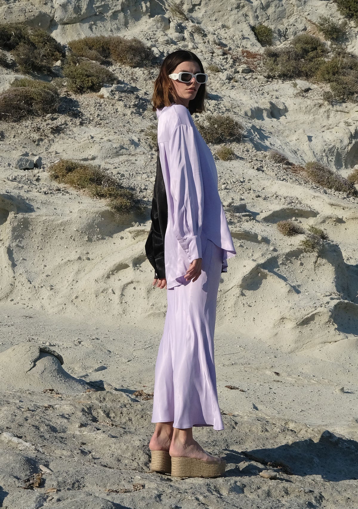 Tiny-Siyah/Lila Saten Gömlek-Gömlek-4-Milagron.com