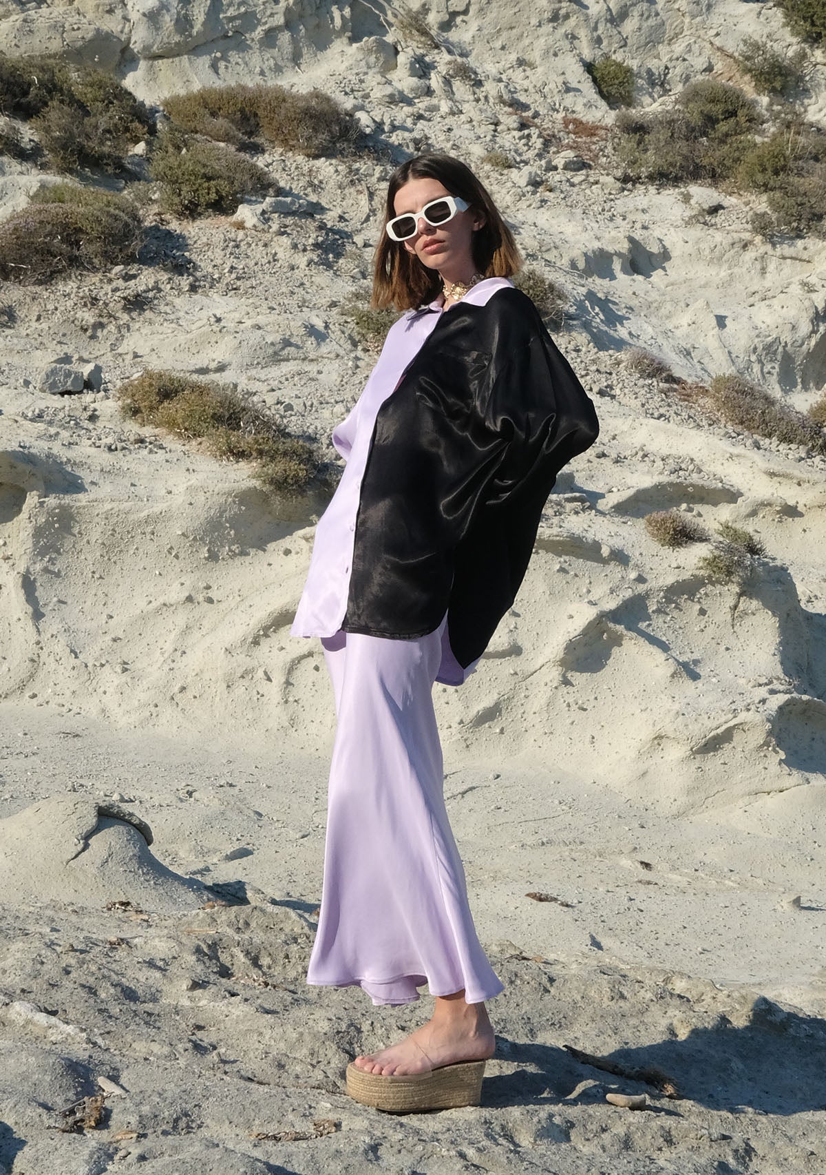 Tiny-Siyah/Lila Saten Gömlek-Gömlek-6-Milagron.com