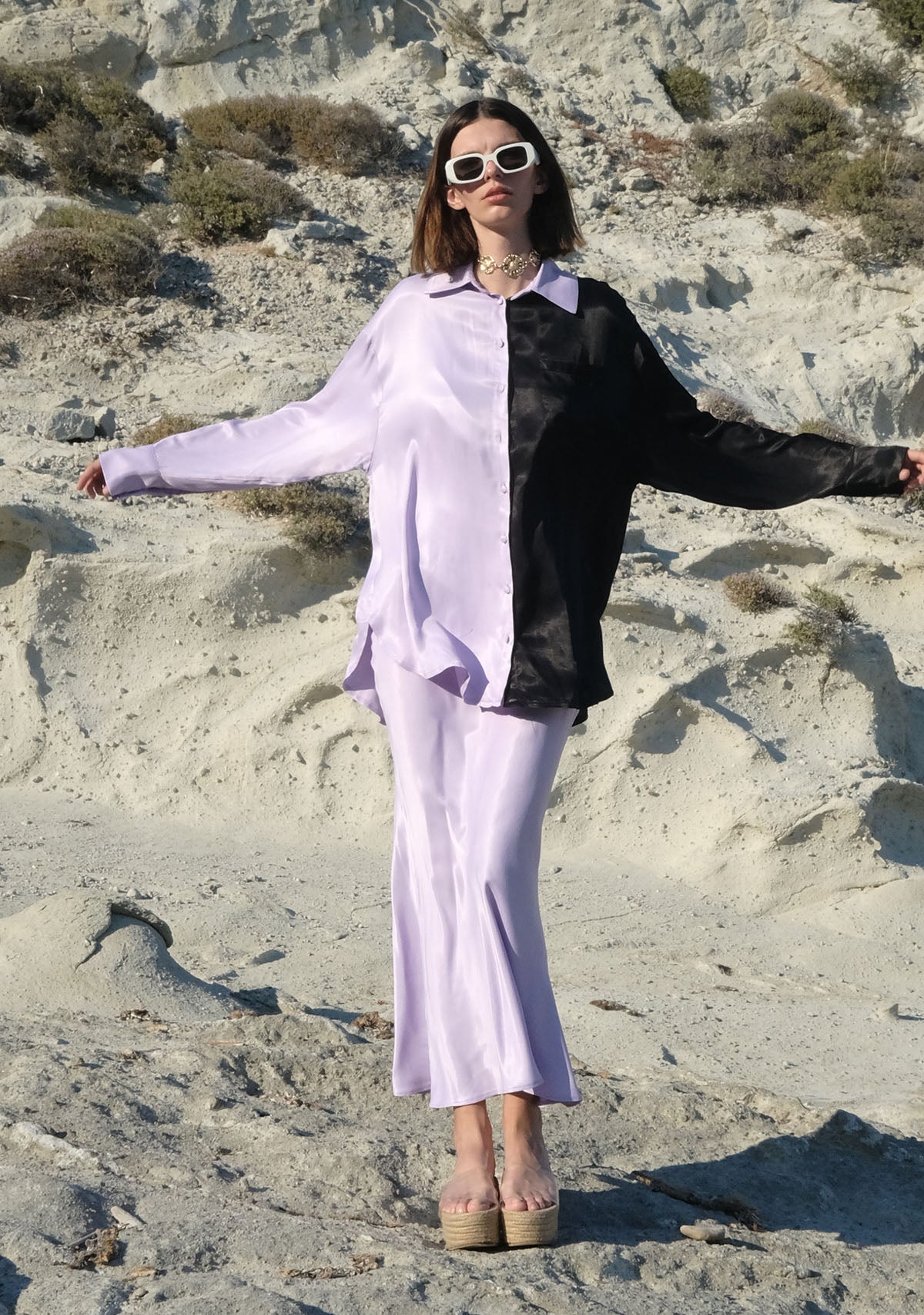 Tiny-Siyah/Lila Saten Gömlek-Gömlek-7-Milagron.com