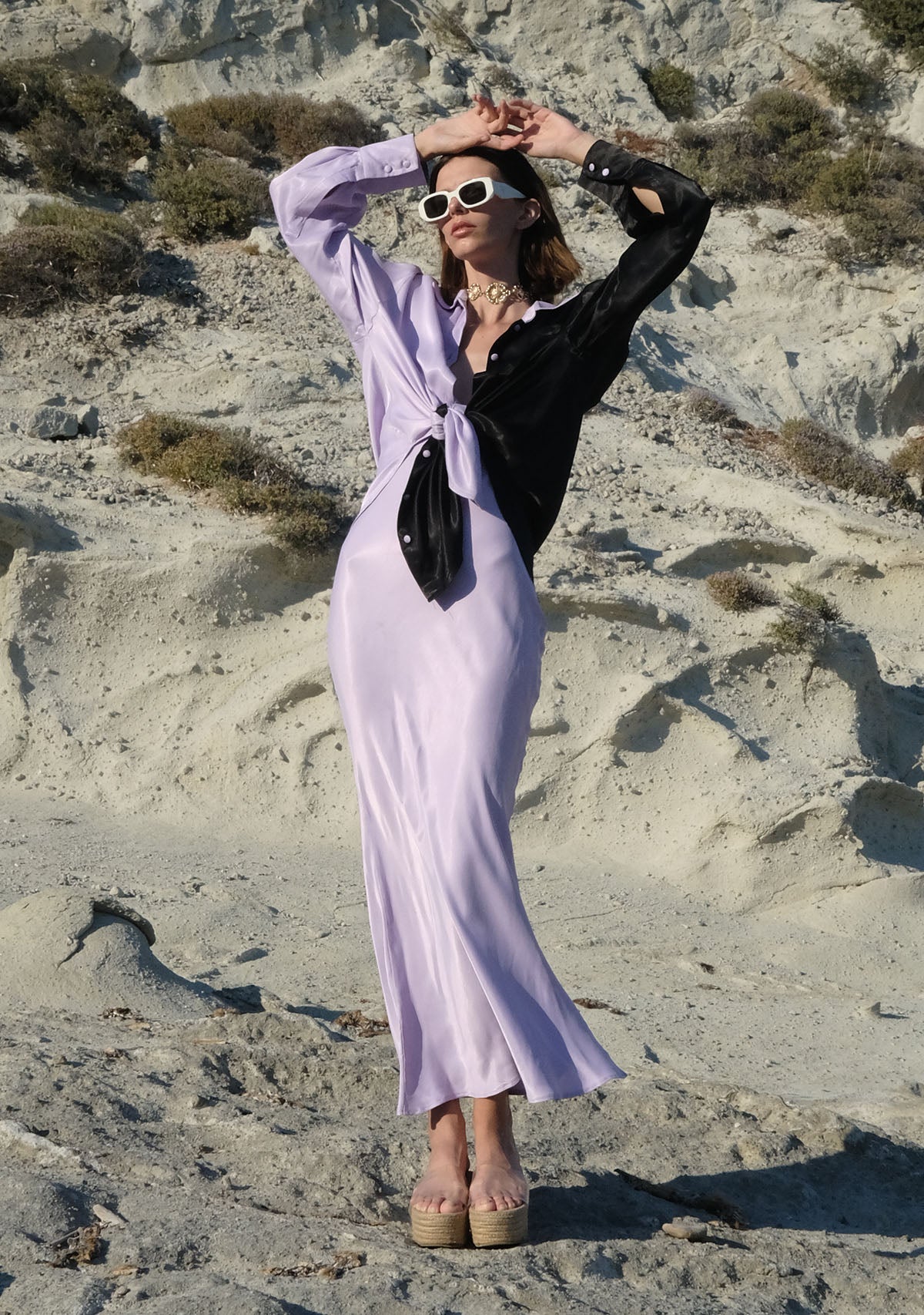 Tiny-Siyah/Lila Saten Gömlek-Gömlek-8-Milagron.com