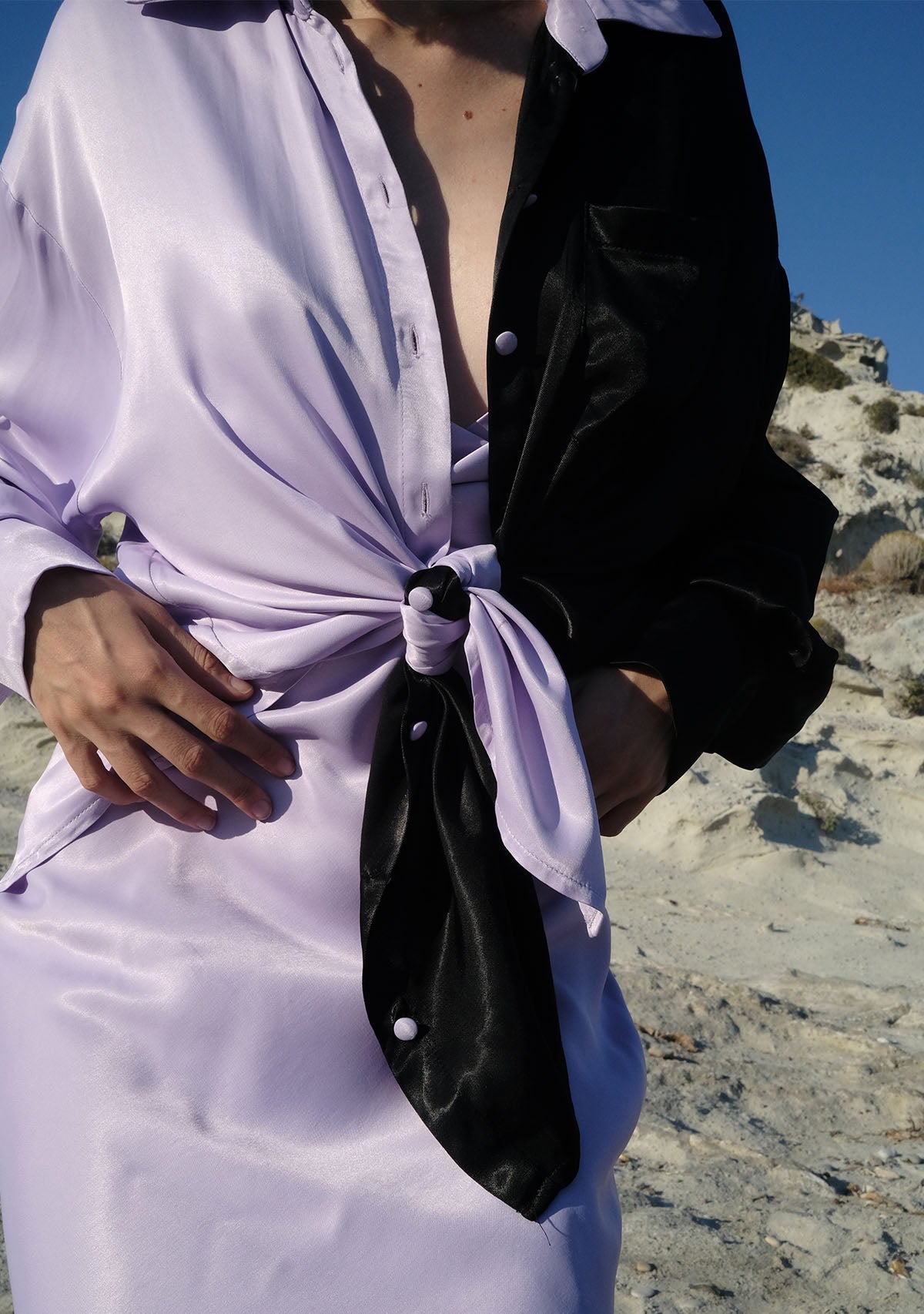 Tiny-Siyah/Lila Saten Gömlek-Gömlek-9-Milagron.com