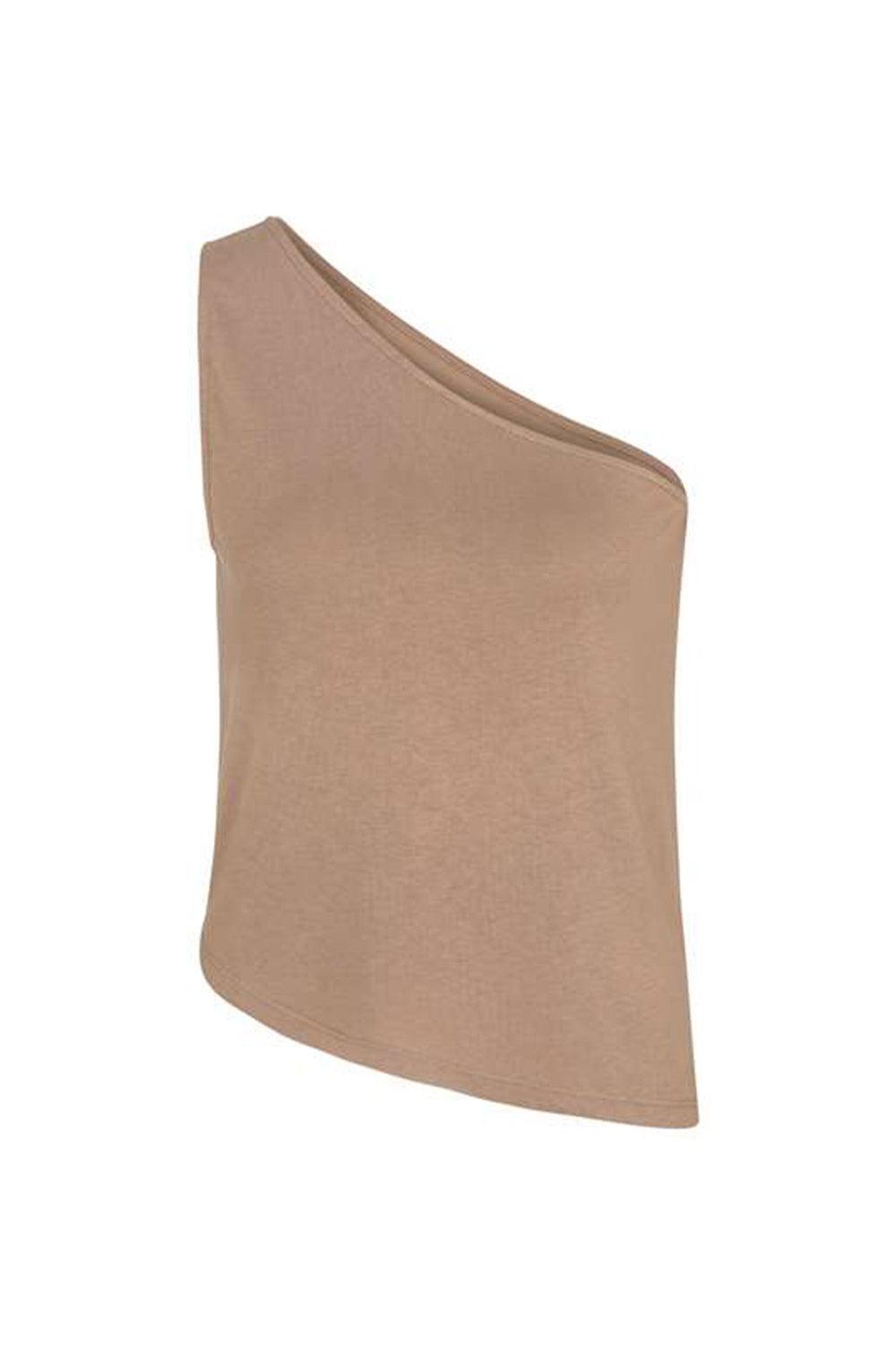 Tiny Store-Tek Kollu Dökümlü Nude Bluz-Top-1-Milagron.com