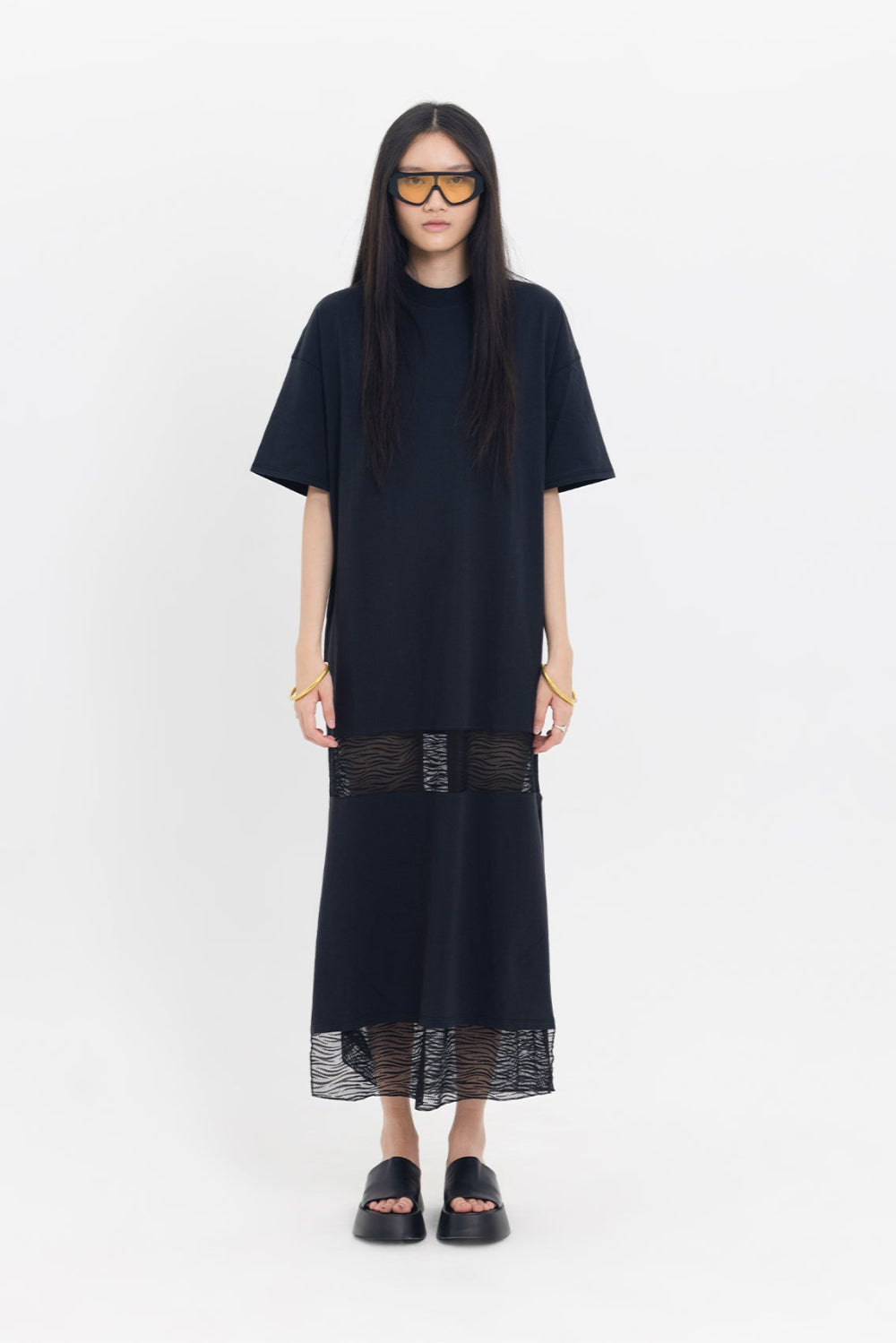 Tiny-Tül Detaylı Antrasit Pamuklu Elbise-Elbise-1-Milagron.com