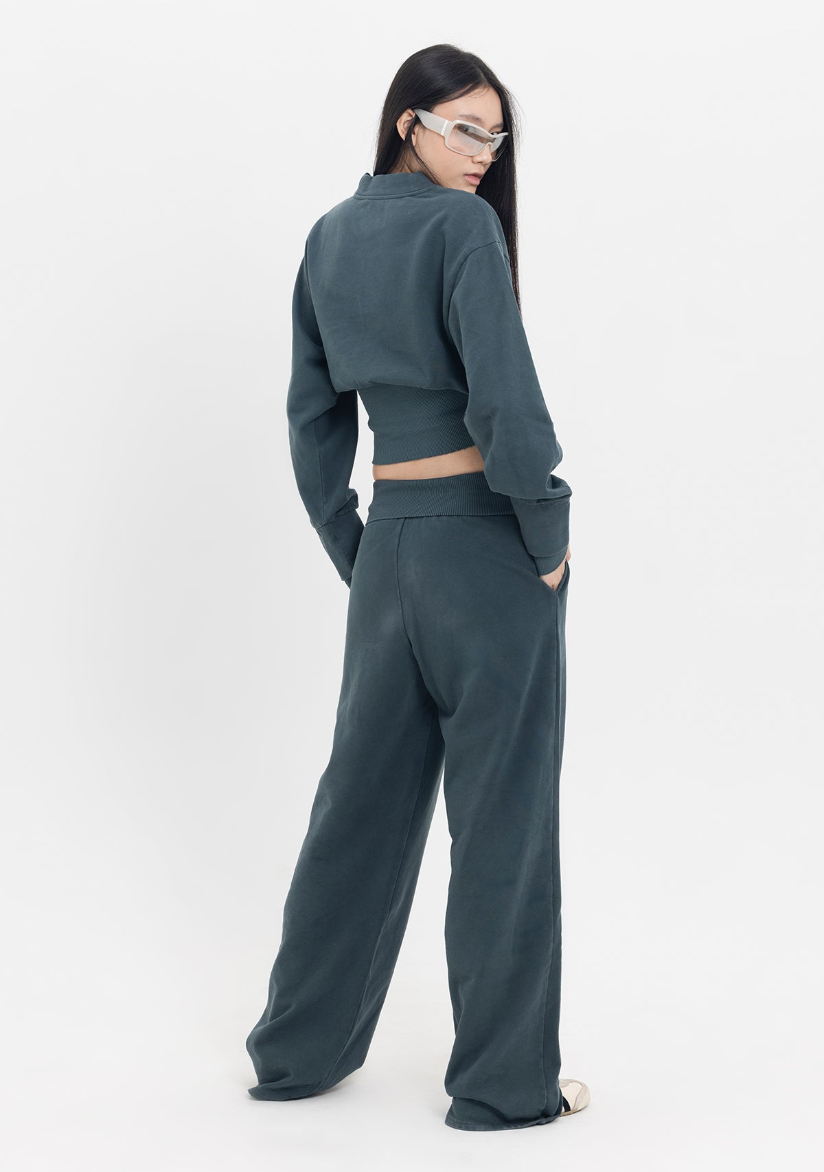 Tiny-Yüksek Bel Geniş Paça Antrasit Pamuklu Eşofman Altı-Eşofman-2-Milagron.com