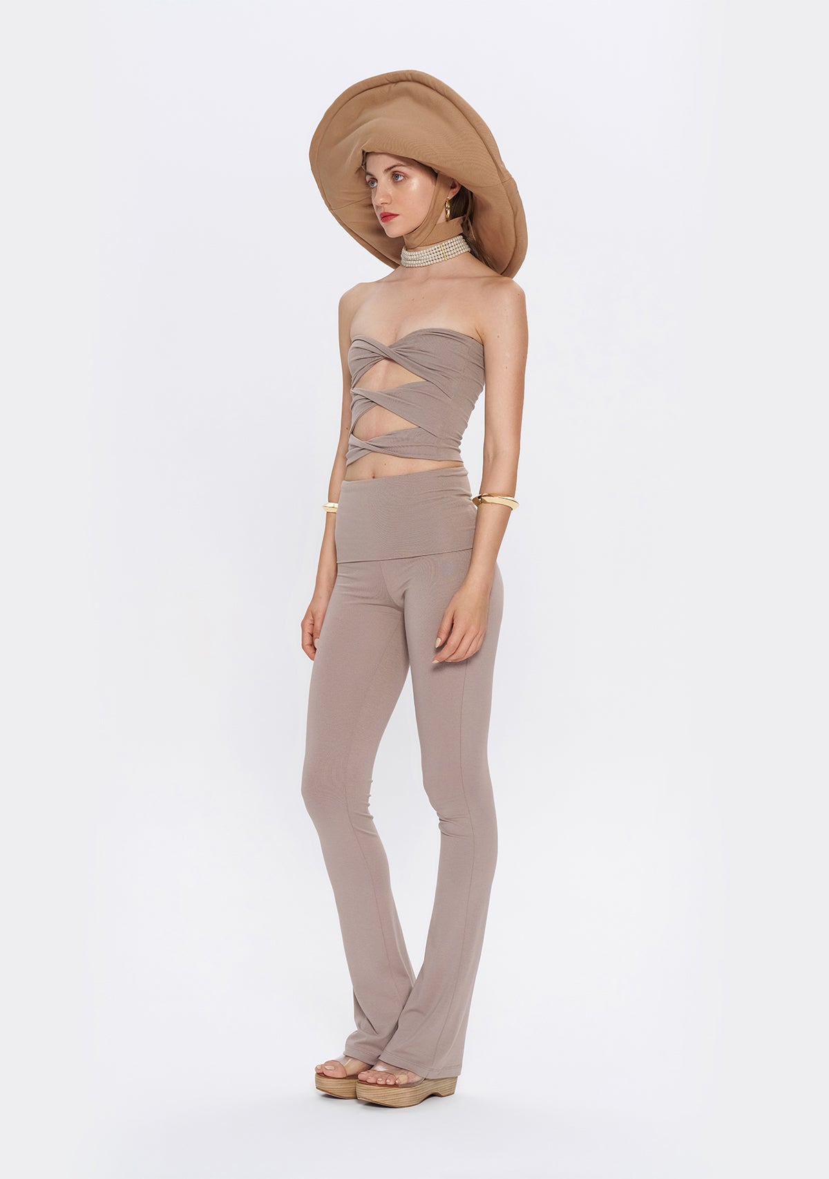 Tiny-Yüksek Bel İspanyol Paça Açık Kahverengi Tayt-Tayt-10-Milagron.com