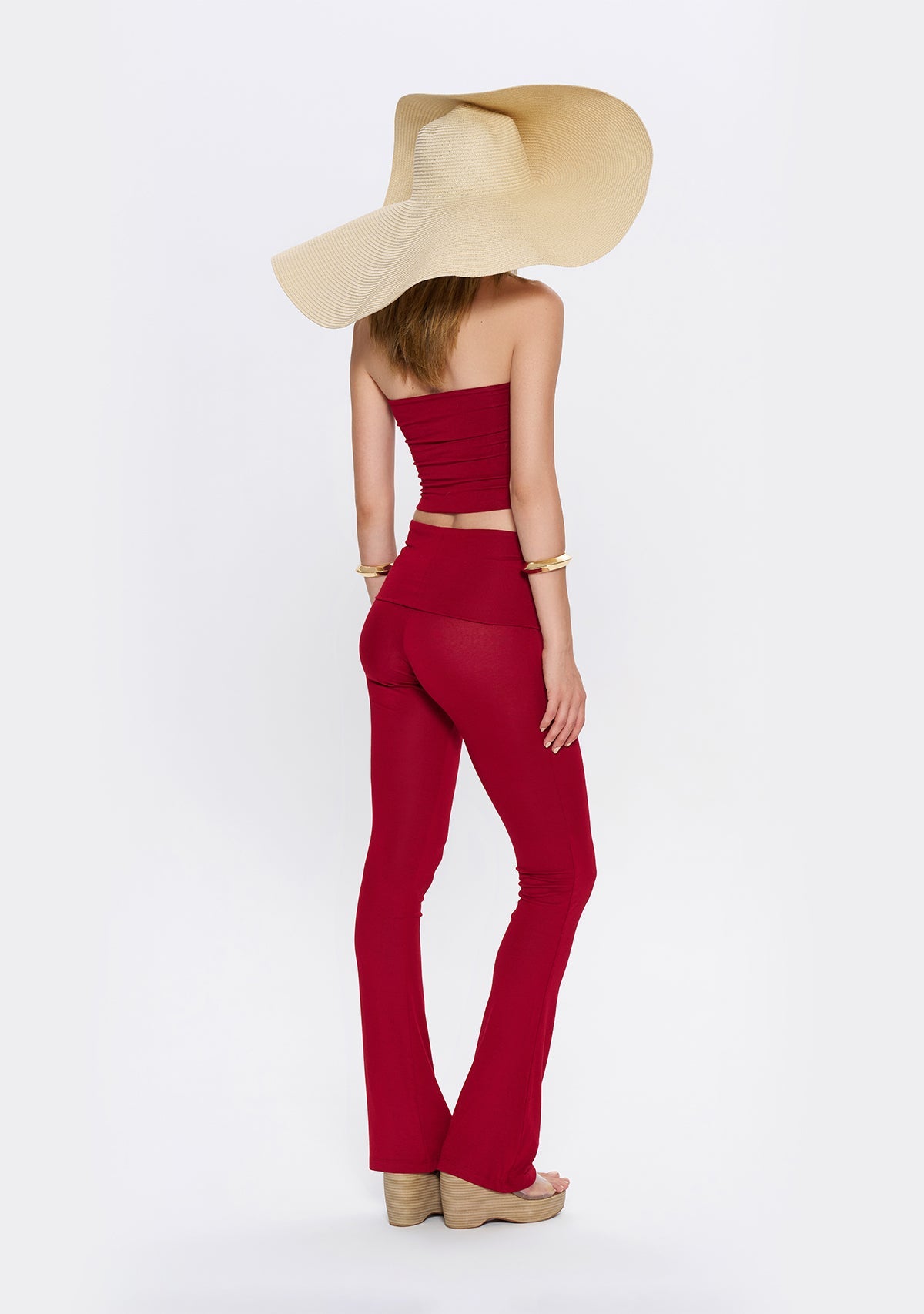 Tiny-Yüksek Bel İspanyol Paça Bordo Tayt-Tayt-10-Milagron.com
