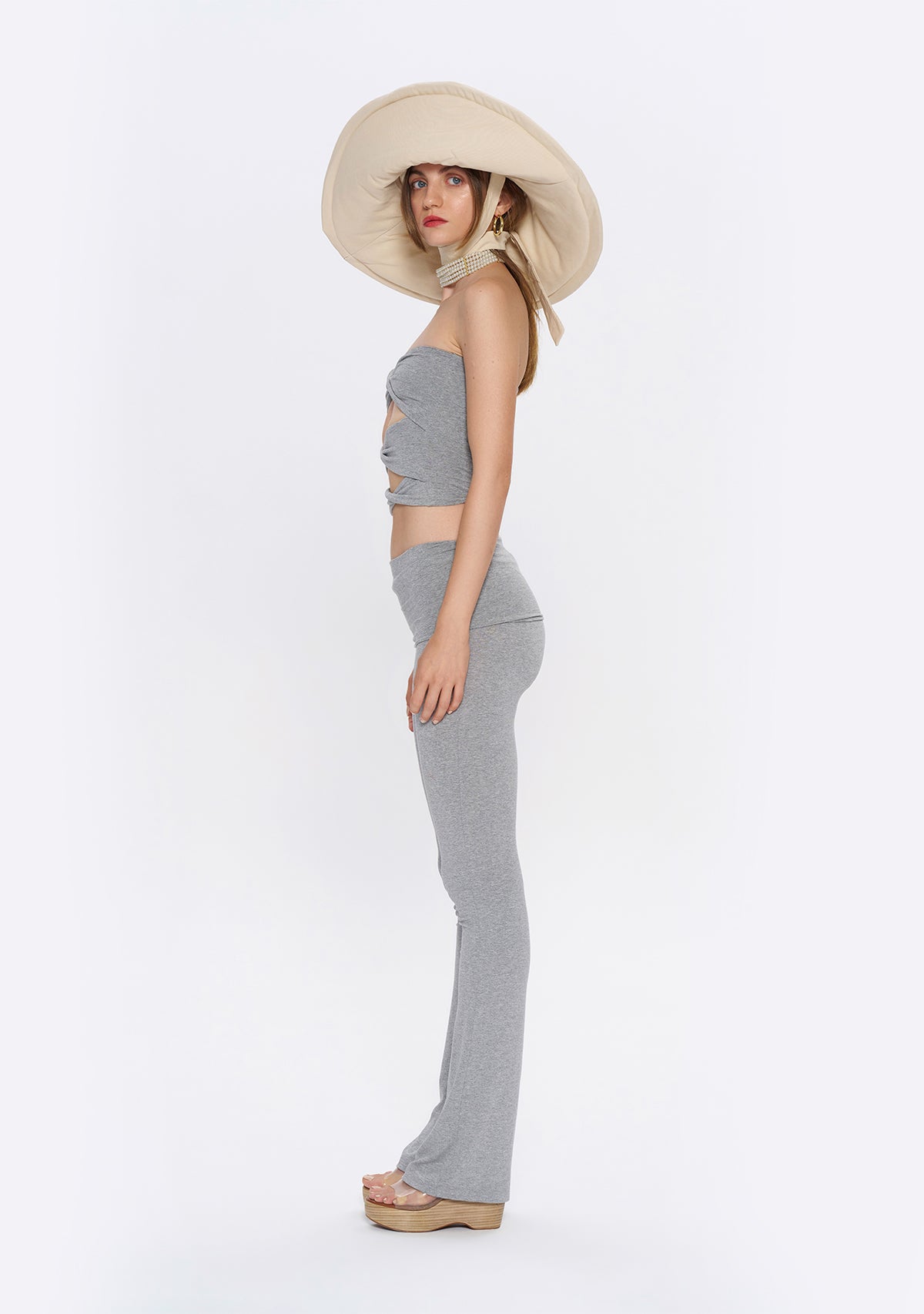 Tiny-Yüksek Bel İspanyol Paça Gri Tayt-Tayt-11-Milagron.com