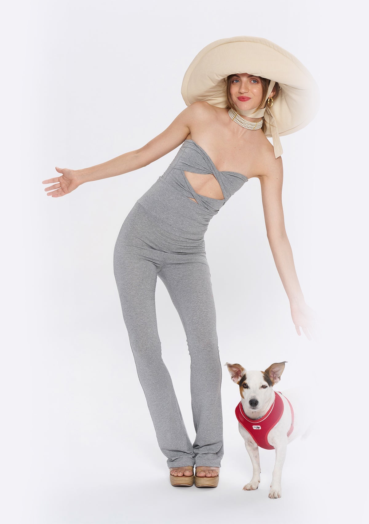 Tiny-Yüksek Bel İspanyol Paça Gri Tayt-Tayt-7-Milagron.com