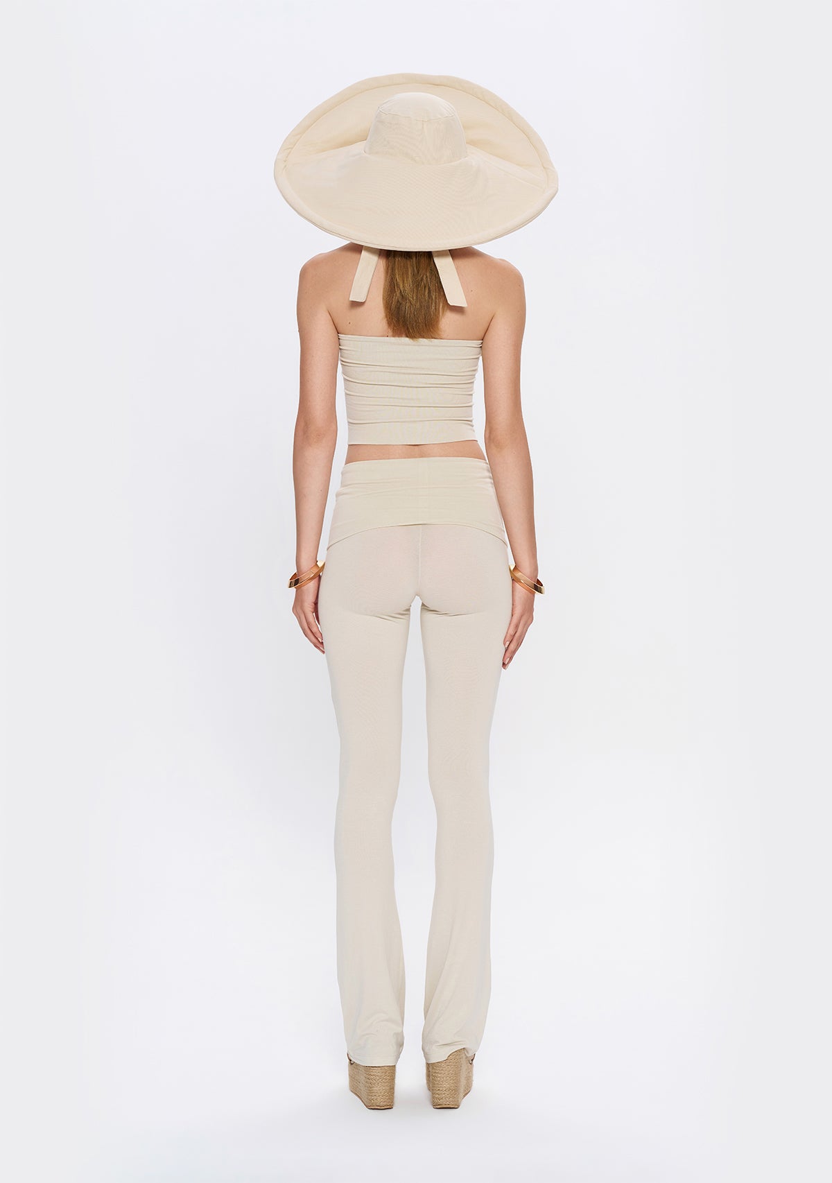 Tiny-Yüksek Bel İspanyol Paça Krem Tayt-Tayt-2-Milagron.com