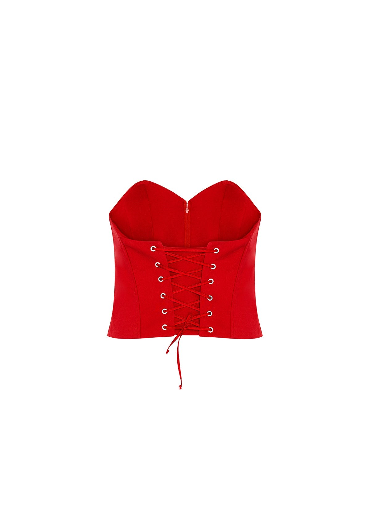 Tiny-önü Fermuarlı Sırtı Ayarlanabilir Balenli Kırmızı Korse-Büstiyer-12-Milagron.com
