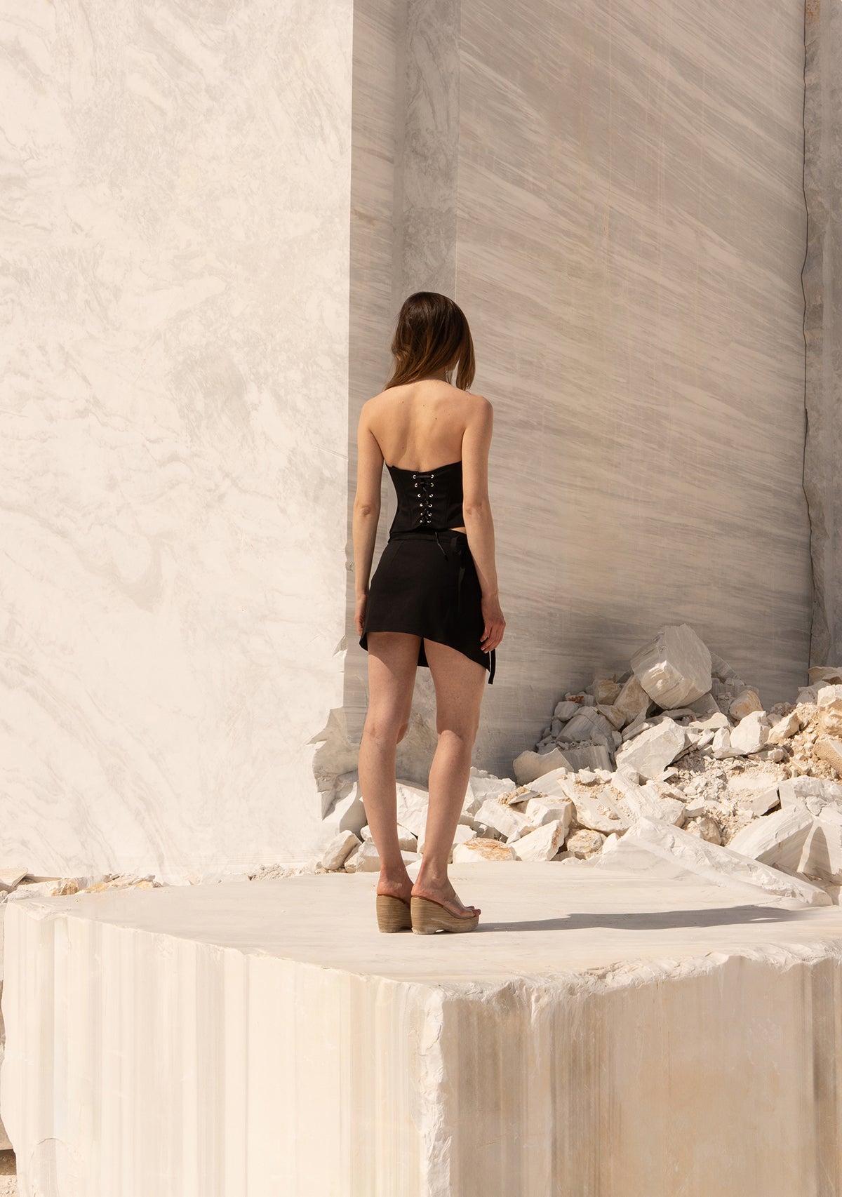 Tinybrandshop-Anvelop Kesim Bağlamalı Mini Siyah Etek-2-Milagron.com