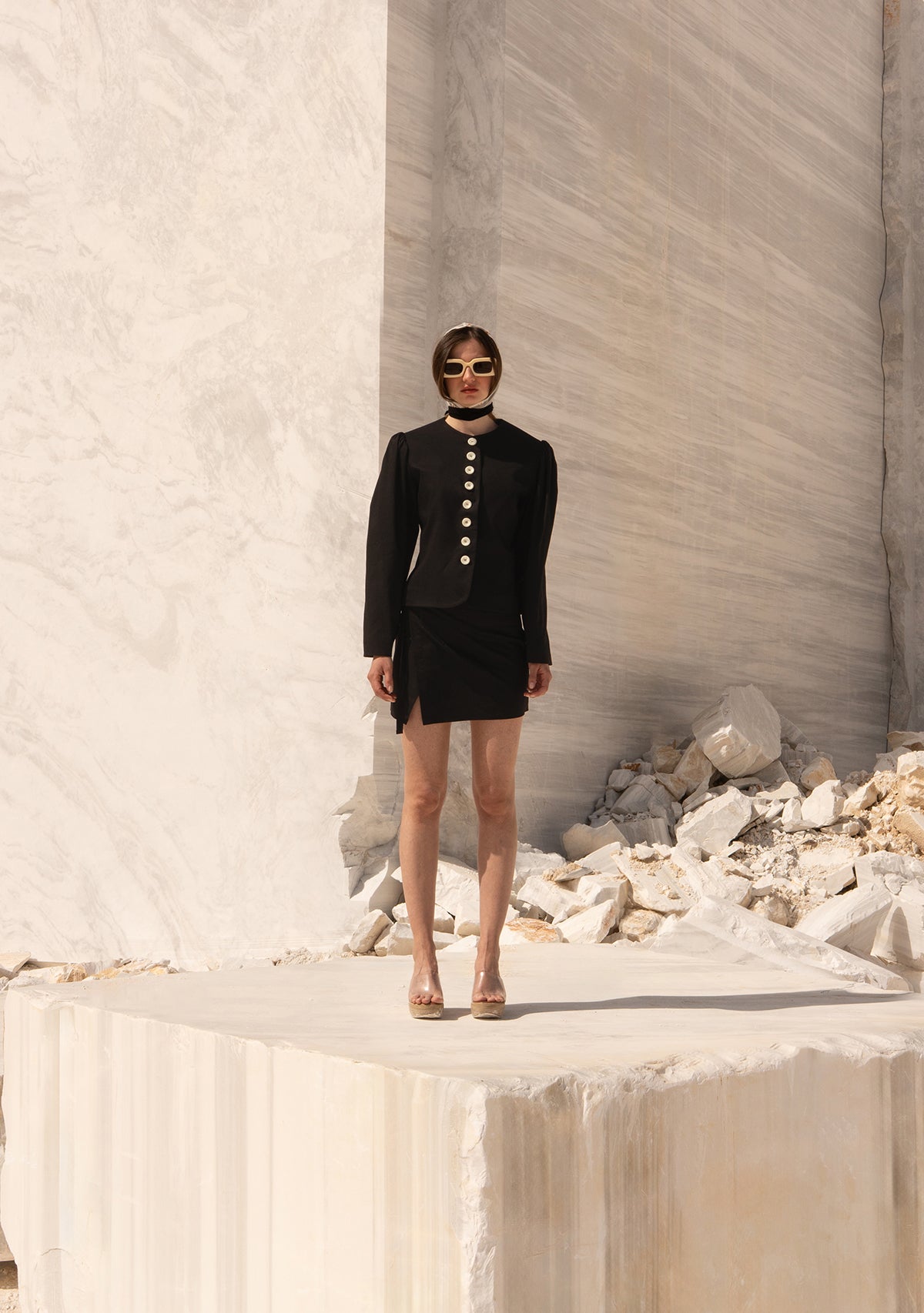 Tinybrandshop-Anvelop Kesim Bağlamalı Mini Siyah Etek-8-Milagron.com