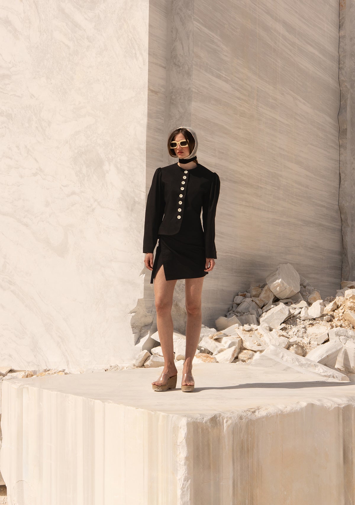 Tinybrandshop-Anvelop Kesim Bağlamalı Mini Siyah Etek-9-Milagron.com