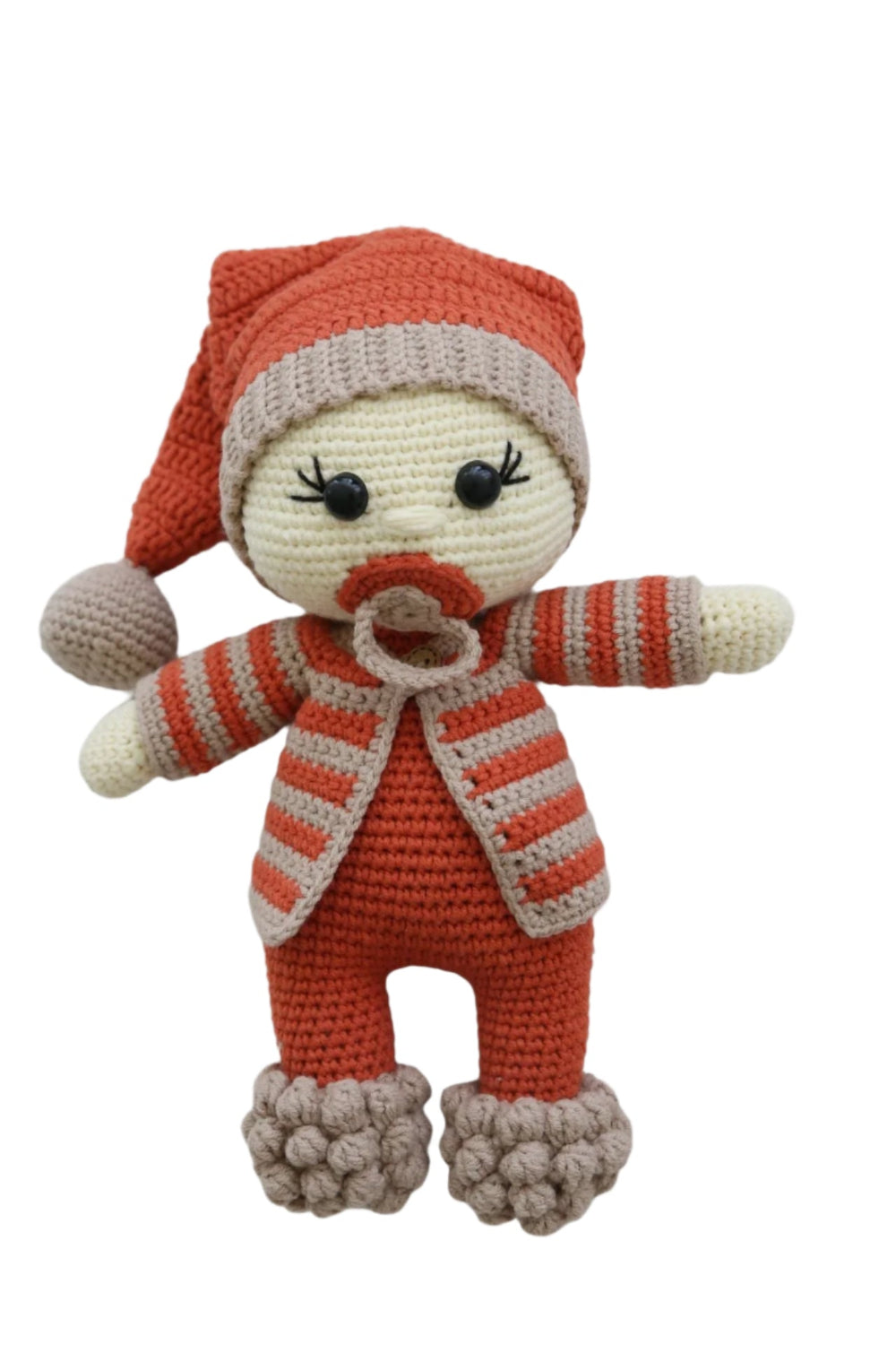 Totzee-Amigurumi Emzikli Bebek Mercan & Bej-Amigurumi Oyuncak-1-Milagron.com